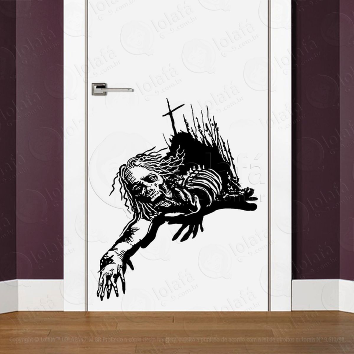 Zombie Adesivo de Parede para Quarto, Porta e Vidro Mod:30