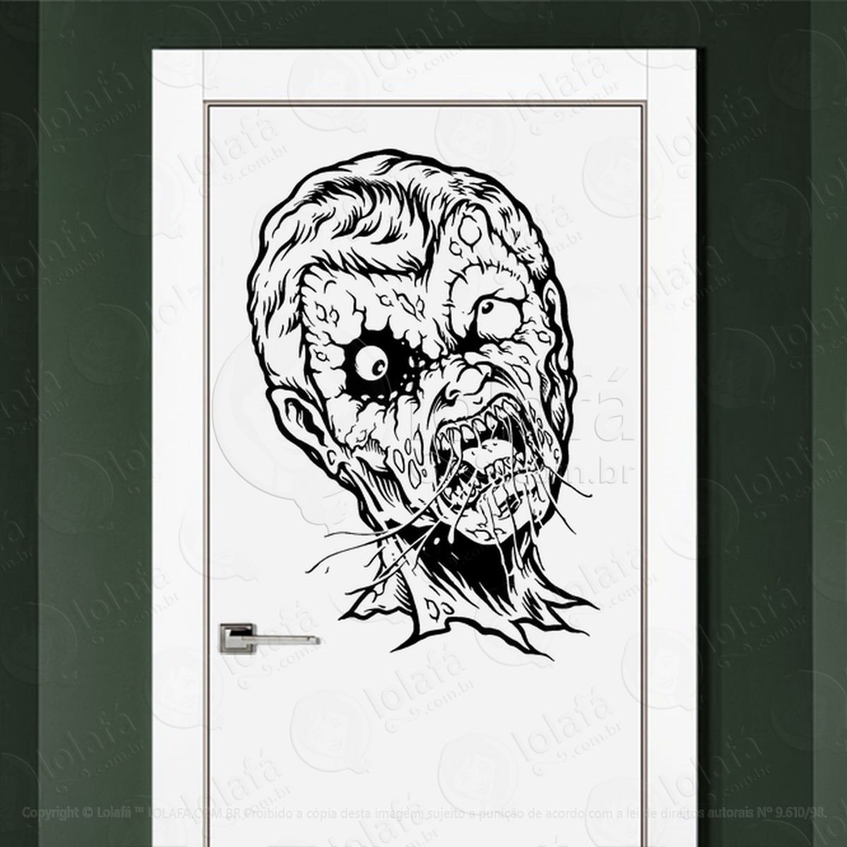 Zombie Adesivo de Parede para Quarto, Porta e Vidro Mod:36