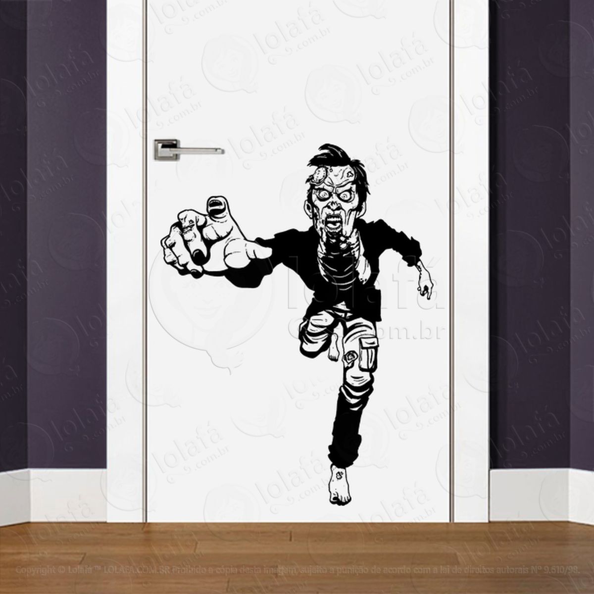 Zombie Adesivo de Parede para Quarto, Porta e Vidro Mod:39