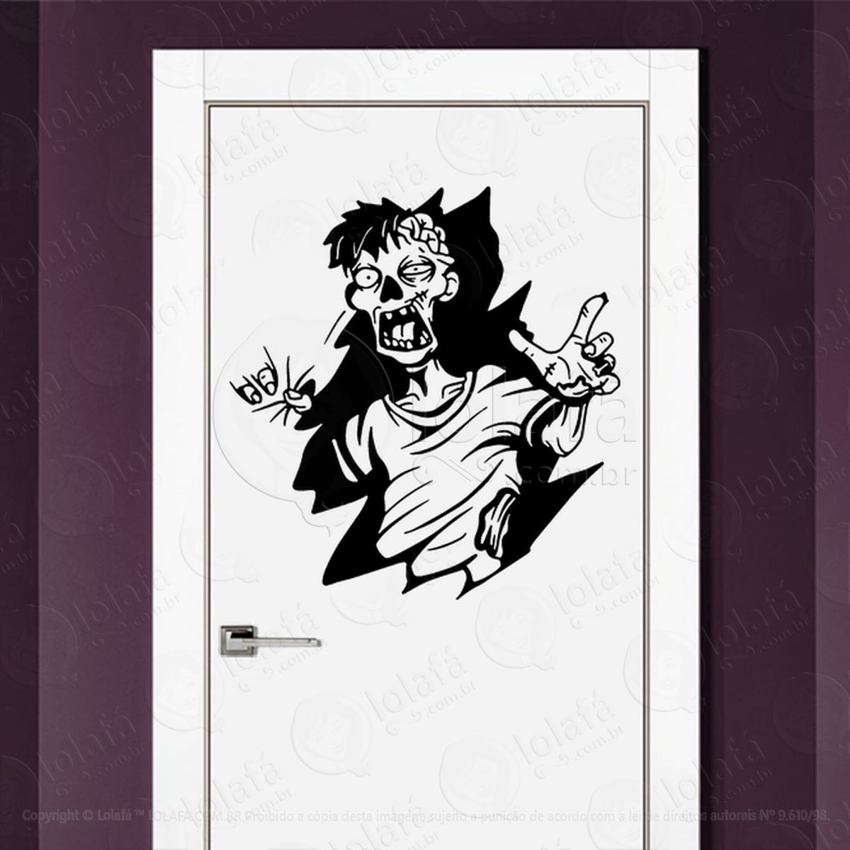 Zombie Adesivo de Parede para Quarto, Porta e Vidro Mod:40
