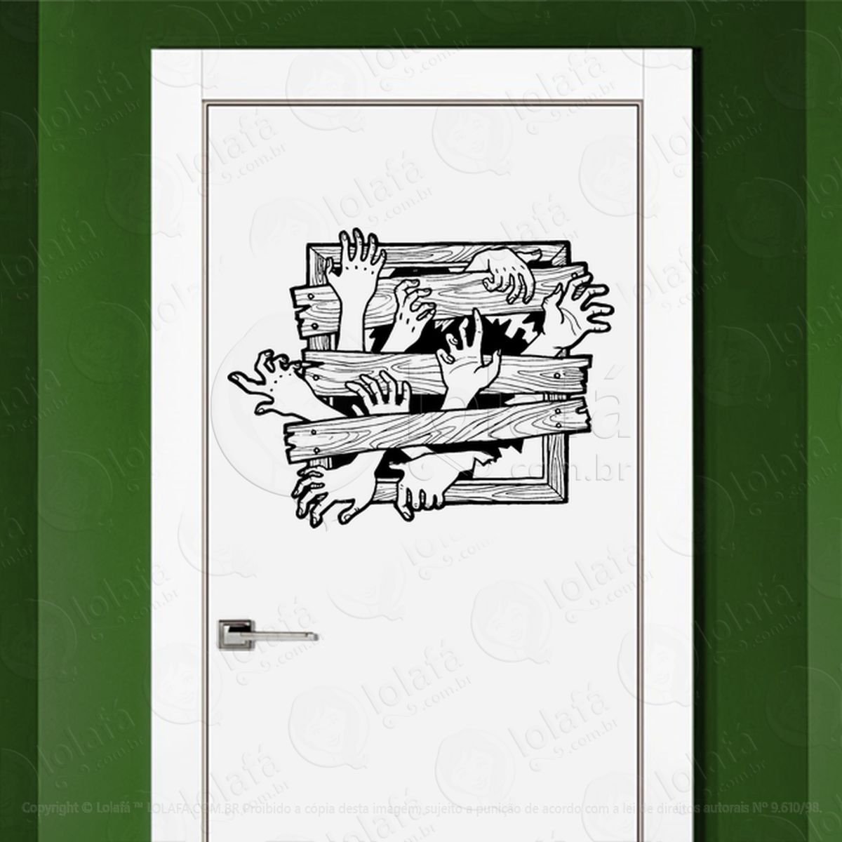 Zombie Adesivo de Parede para Quarto, Porta e Vidro Mod:43