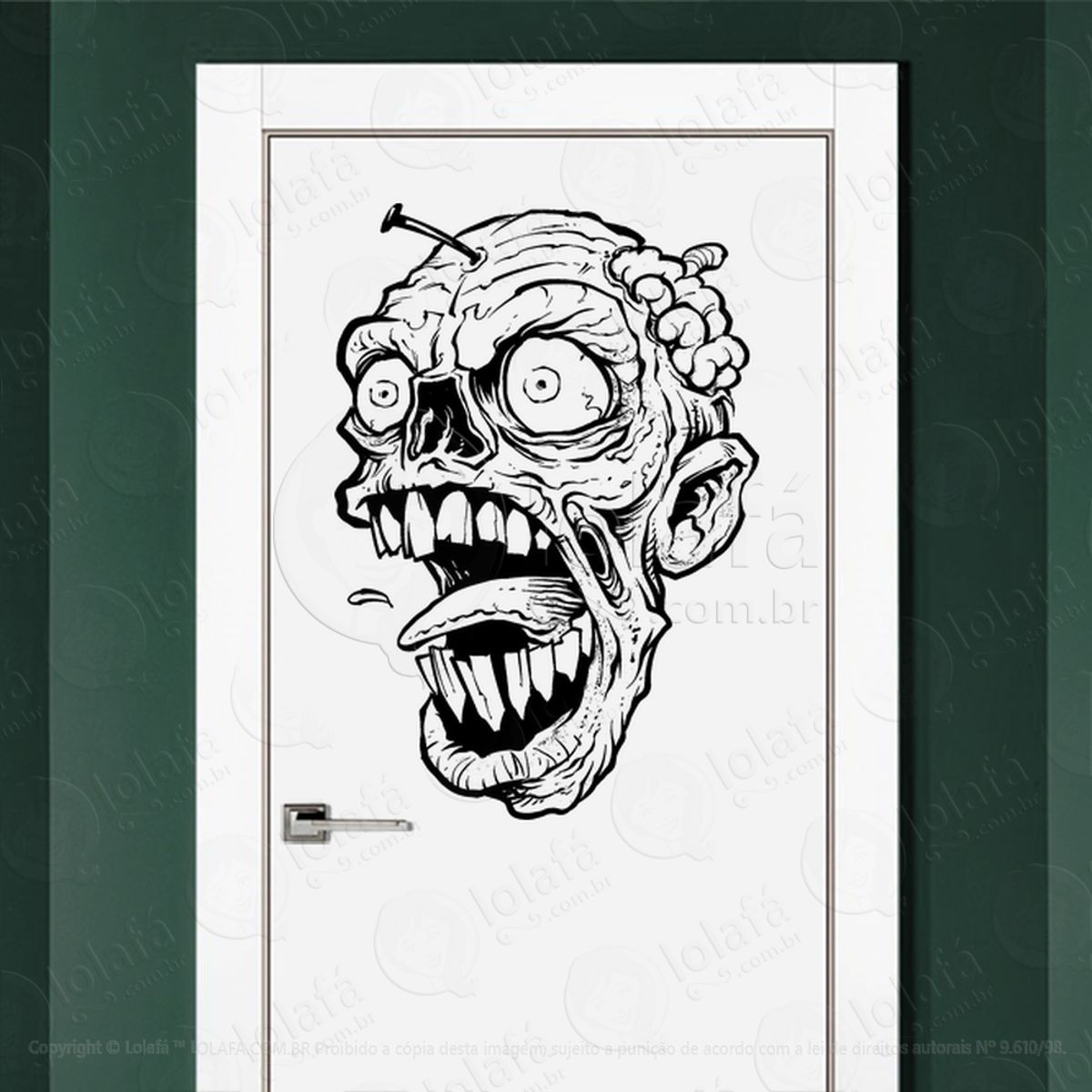 Zombie Adesivo de Parede para Quarto, Porta e Vidro Mod:47