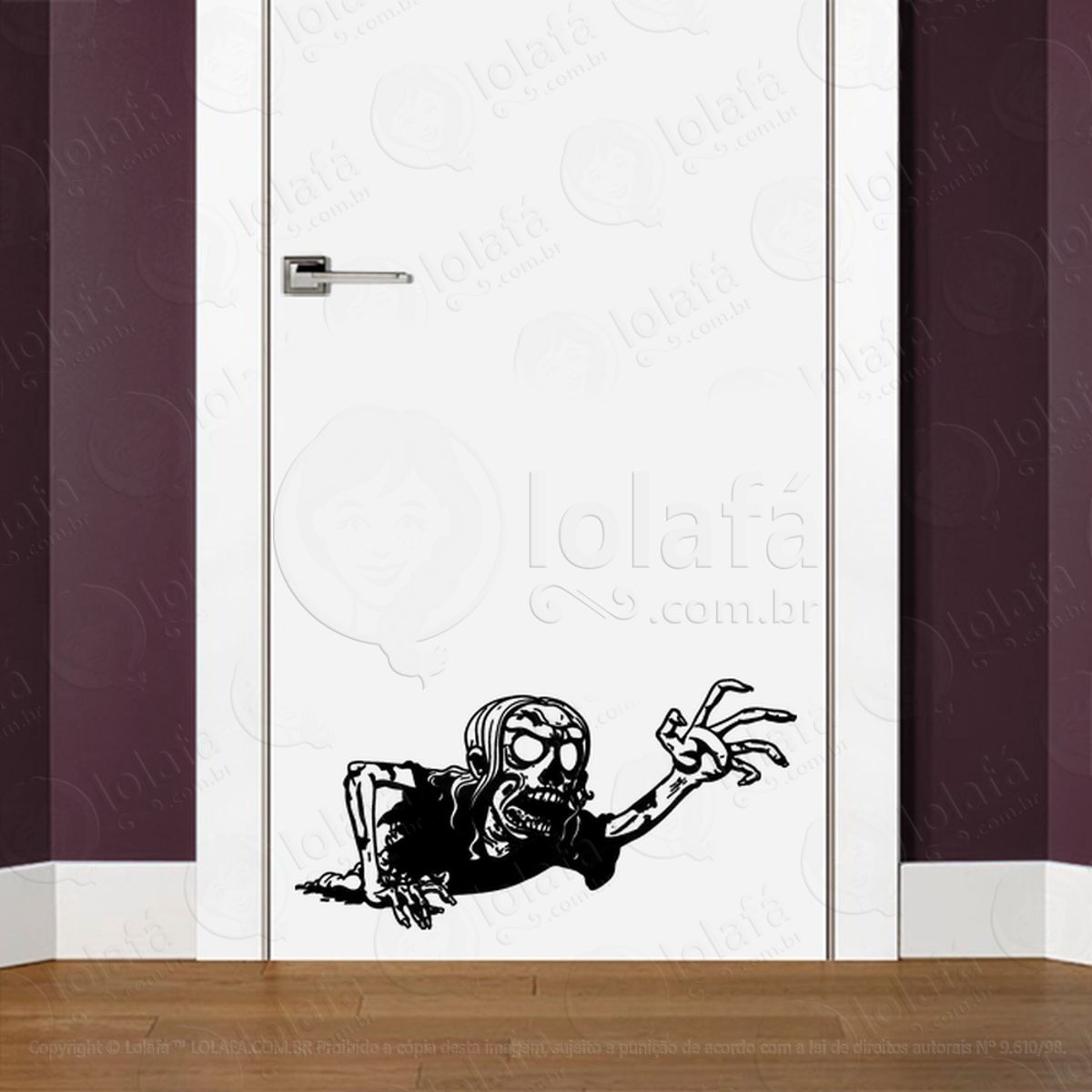 Zombie Adesivo de Parede para Quarto, Porta e Vidro Mod:54