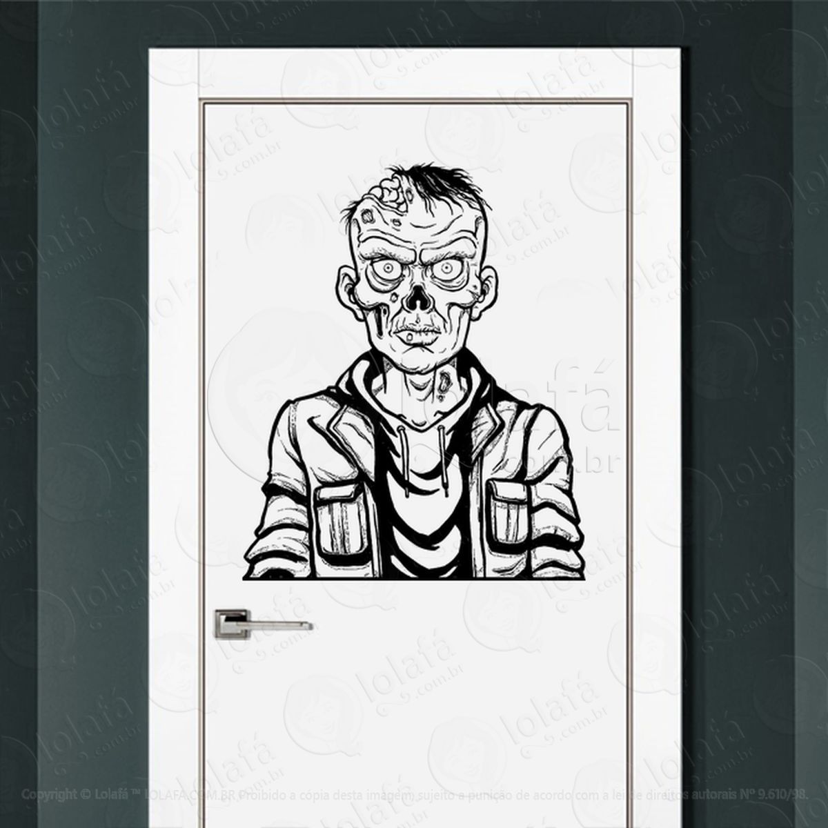 Zombie Adesivo de Parede para Quarto, Porta e Vidro Mod:55