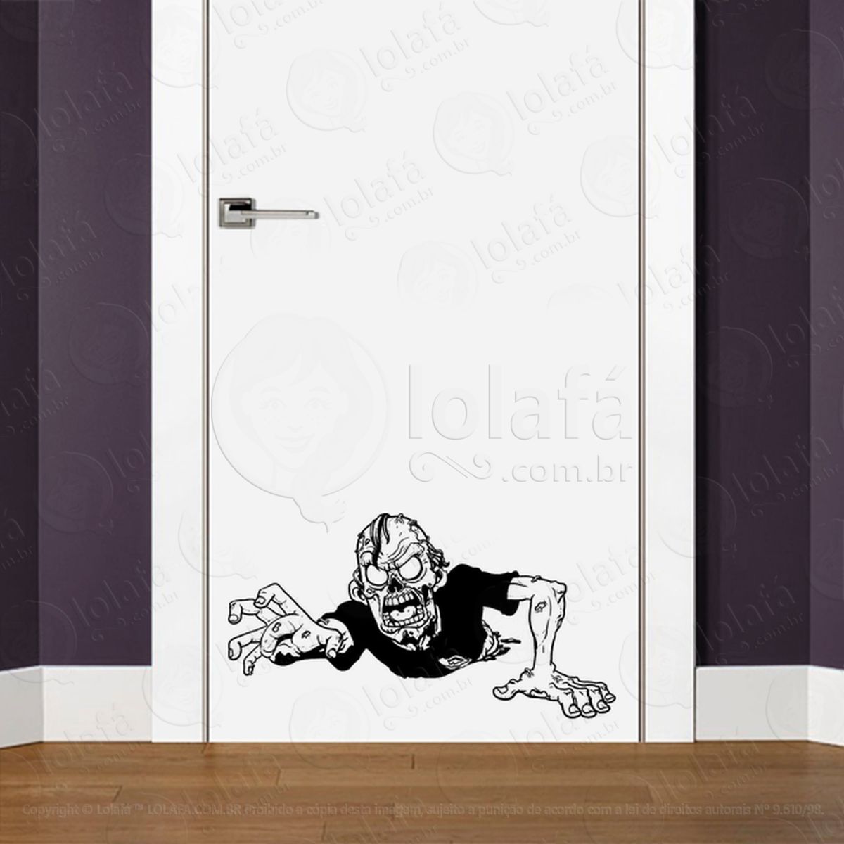 Zombie Adesivo de Parede para Quarto, Porta e Vidro Mod:58