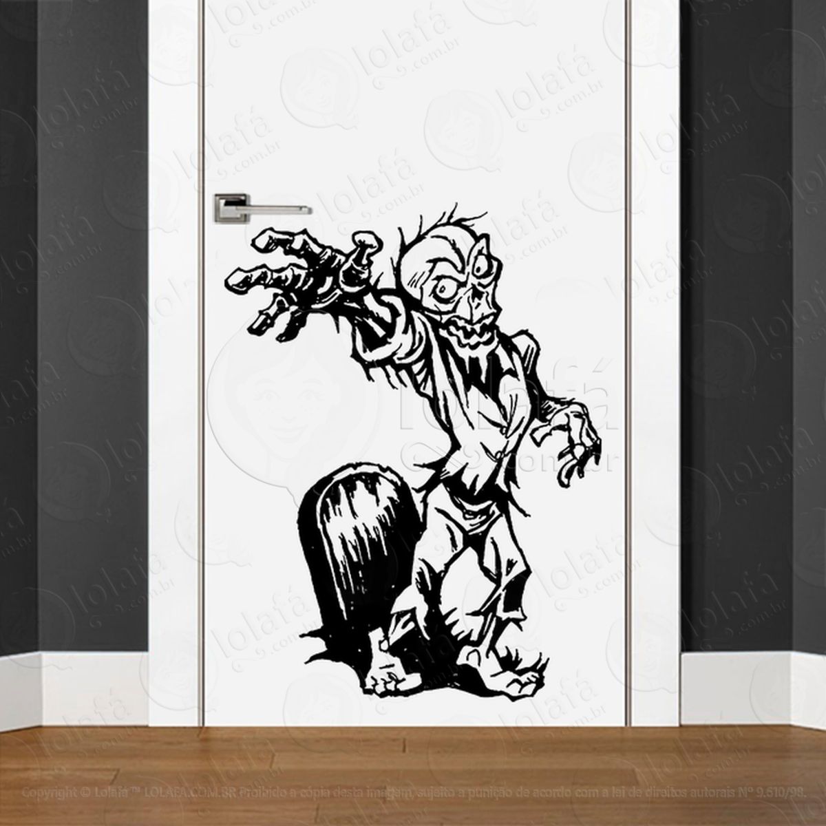 Zombie Adesivo de Parede para Quarto, Porta e Vidro Mod:60