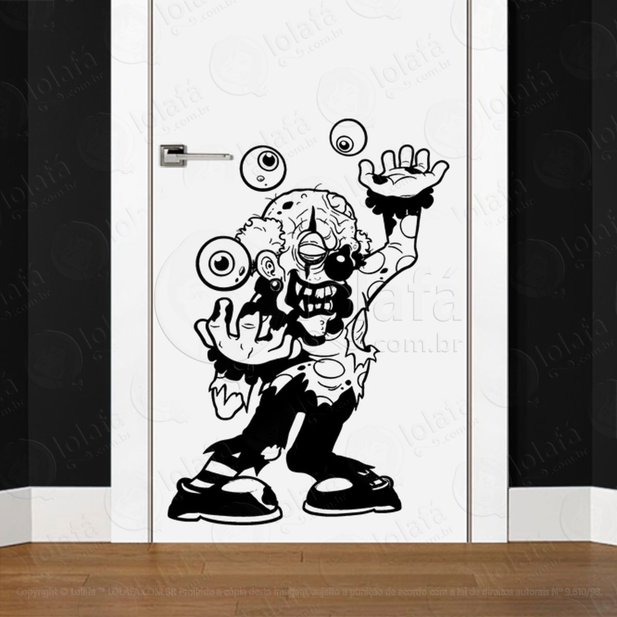 Zombie Adesivo de Parede para Quarto, Porta e Vidro Mod:61