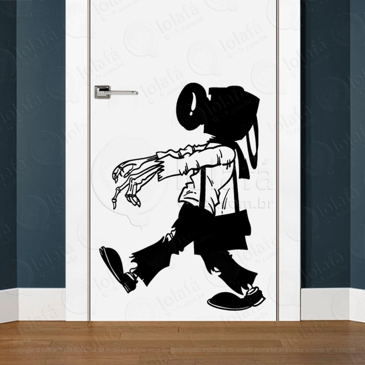 Zombie Adesivo de Parede para Quarto, Porta e Vidro Mod:62