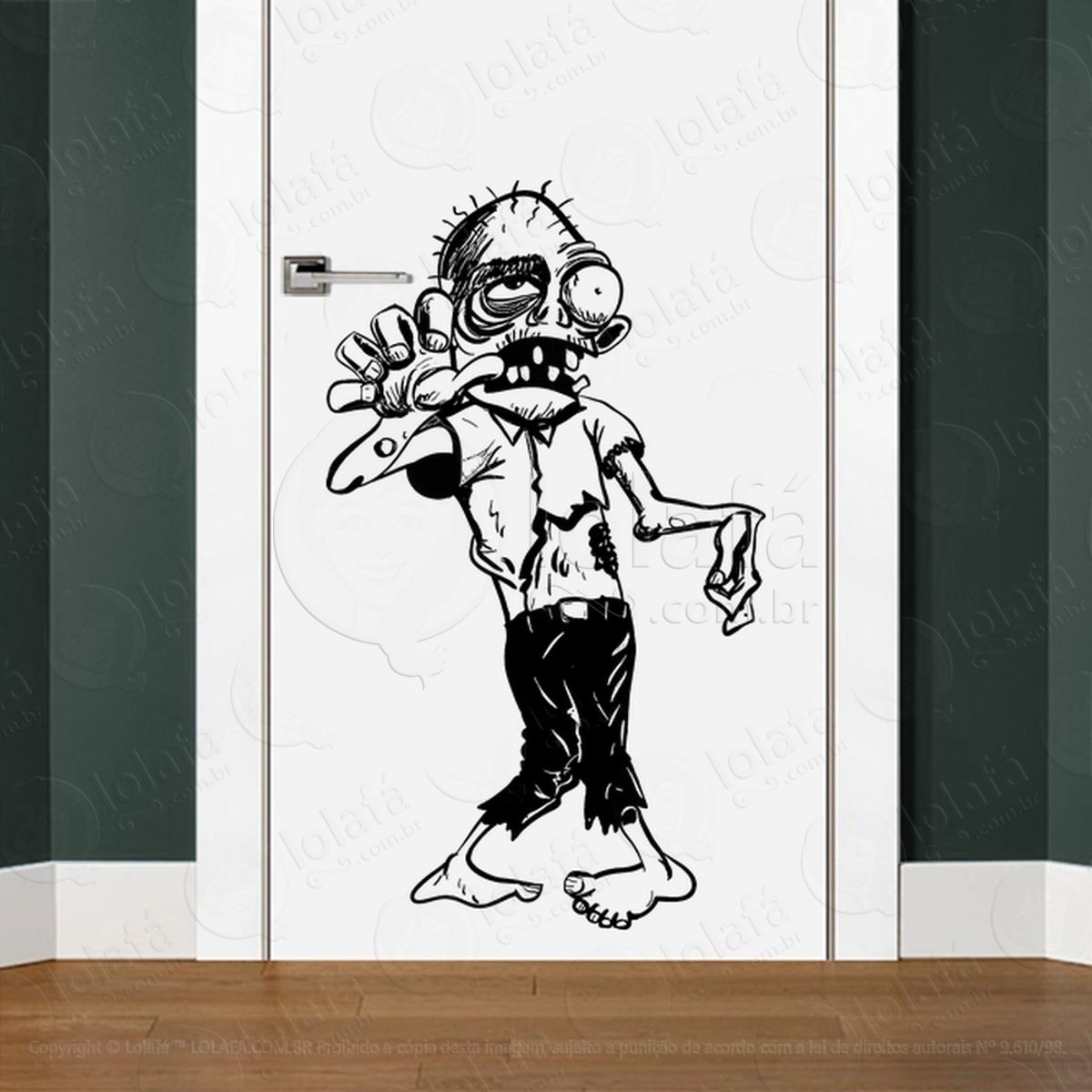 Zombie Adesivo de Parede para Quarto, Porta e Vidro Mod:65