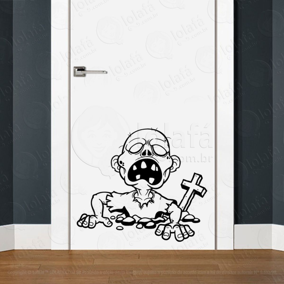 Zombie Adesivo de Parede para Quarto, Porta e Vidro Mod:68