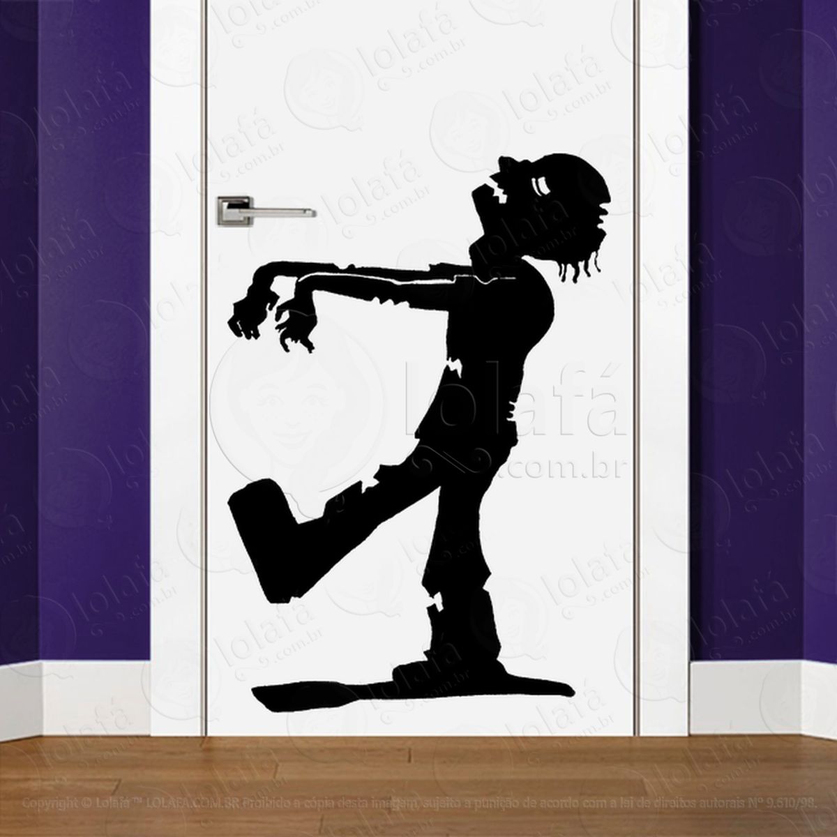 Zombie Adesivo de Parede para Quarto, Porta e Vidro Mod:71