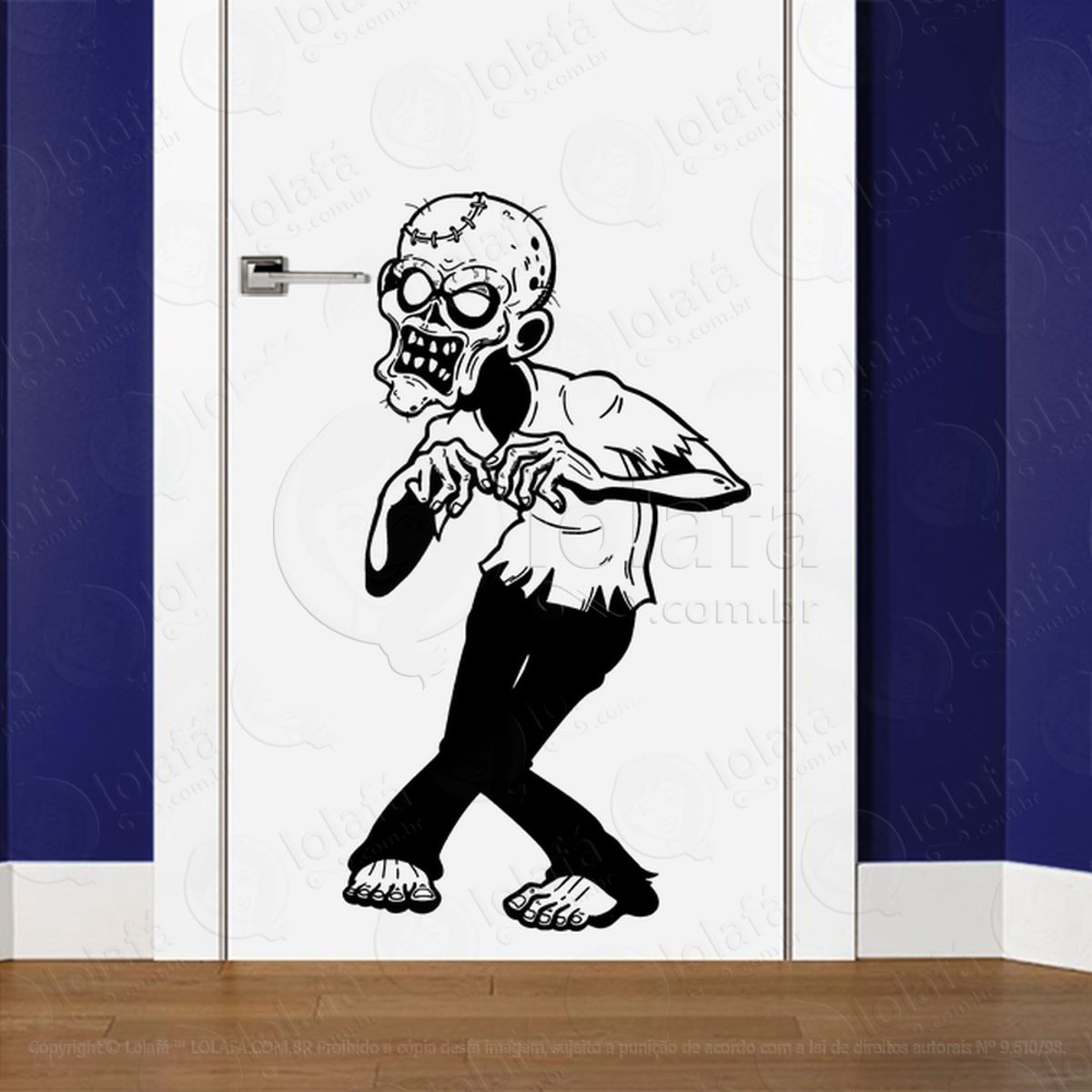 Zombie Adesivo de Parede para Quarto, Porta e Vidro Mod:73