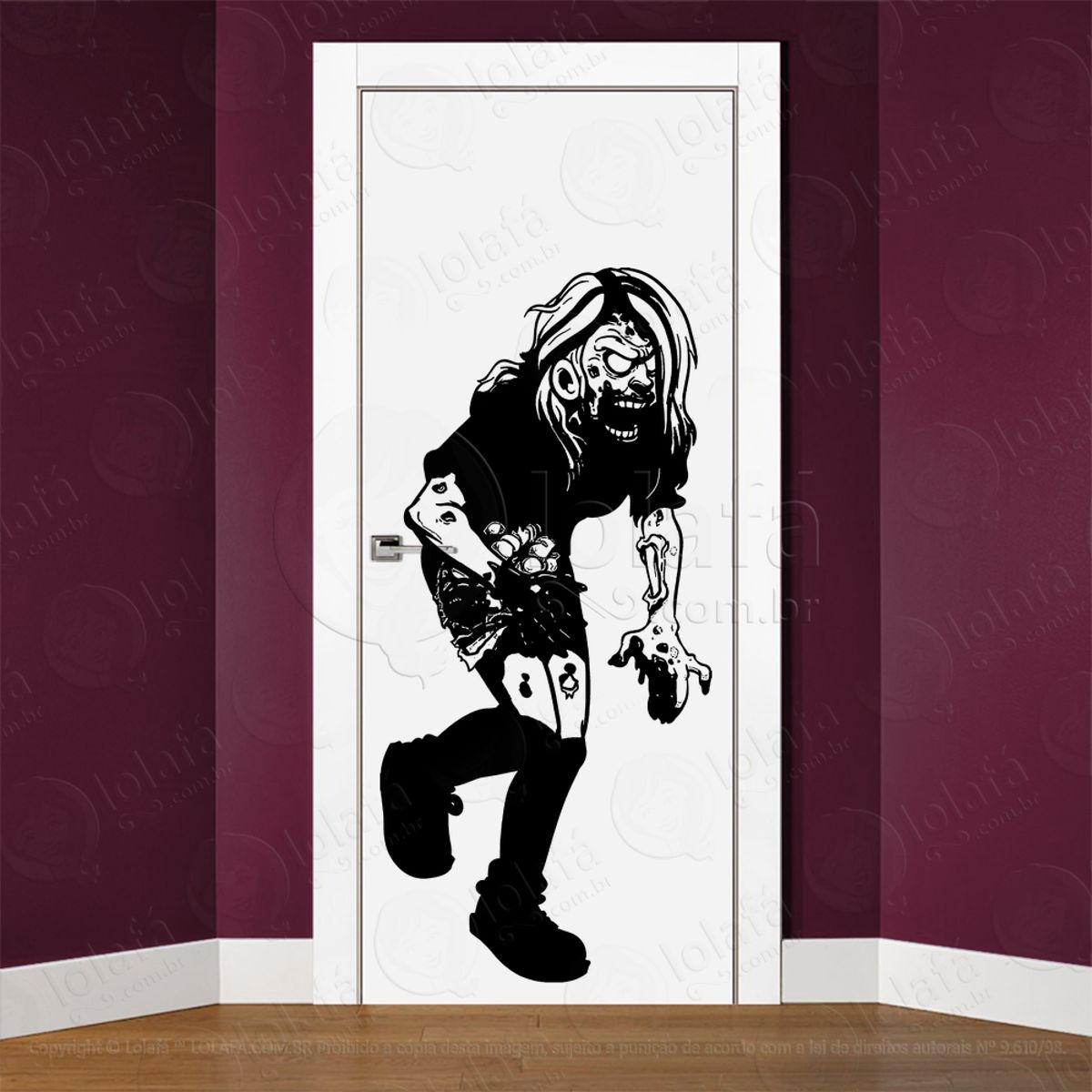 Zombie Adesivo de Parede para Quarto, Porta e Vidro Mod:78