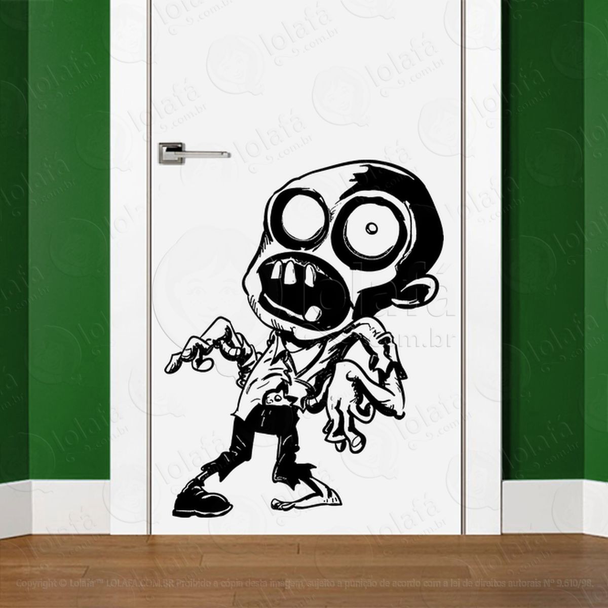 Zombie Adesivo de Parede para Quarto, Porta e Vidro Mod:79