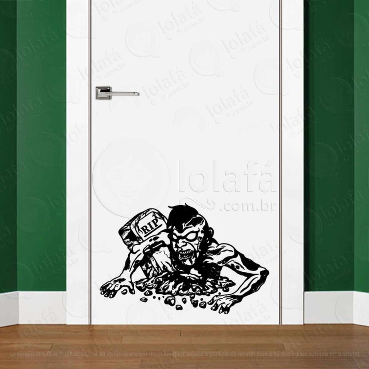 Zombie Adesivo de Parede para Quarto, Porta e Vidro Mod:80