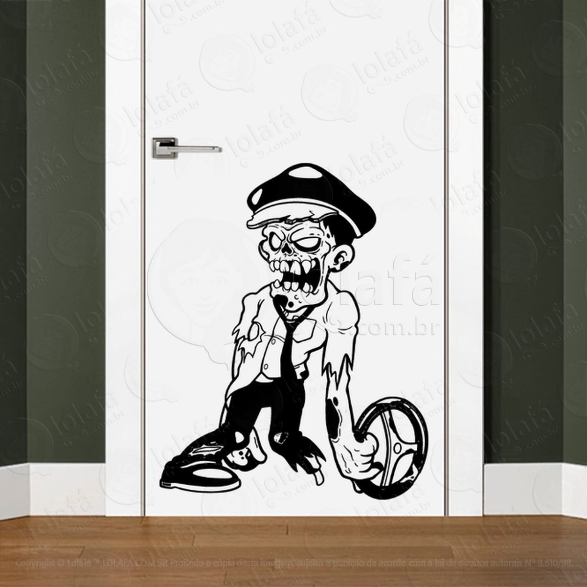 Zombie Adesivo de Parede para Quarto, Porta e Vidro Mod:81