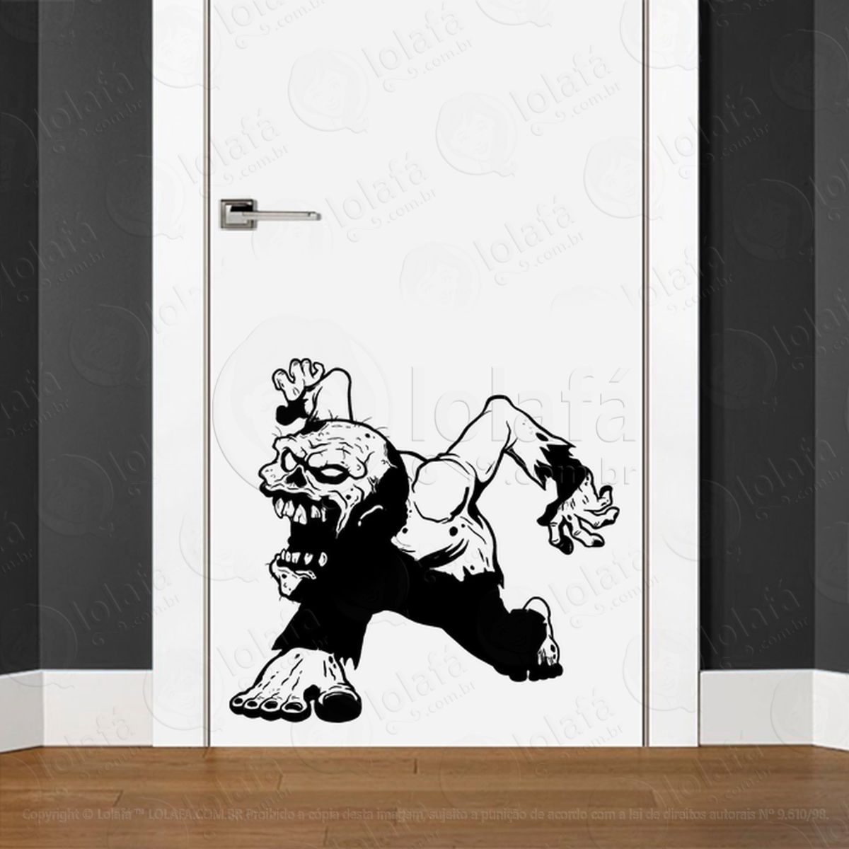 Zombie Adesivo de Parede para Quarto, Porta e Vidro Mod:82