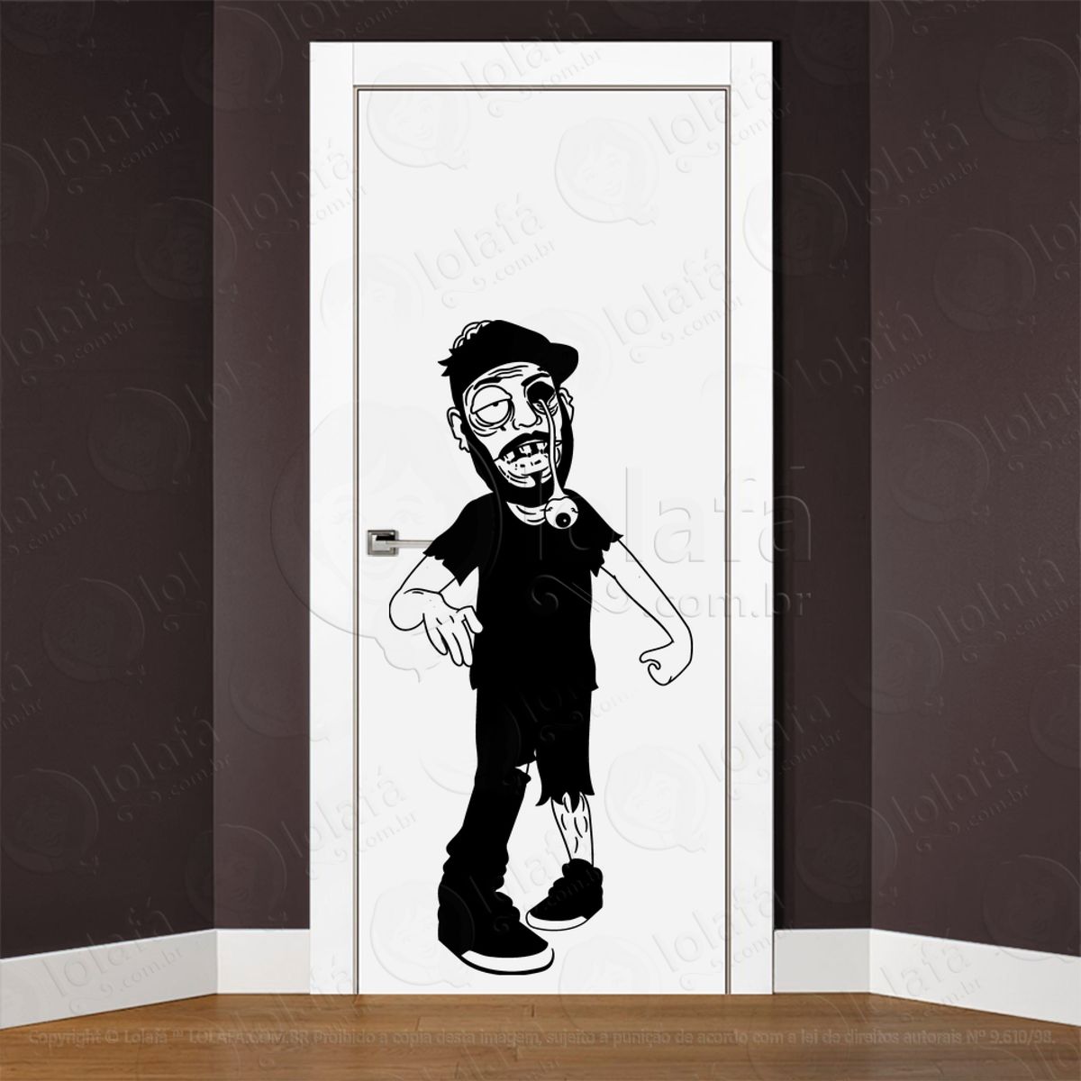 Zombie Adesivo de Parede para Quarto, Porta e Vidro Mod:84