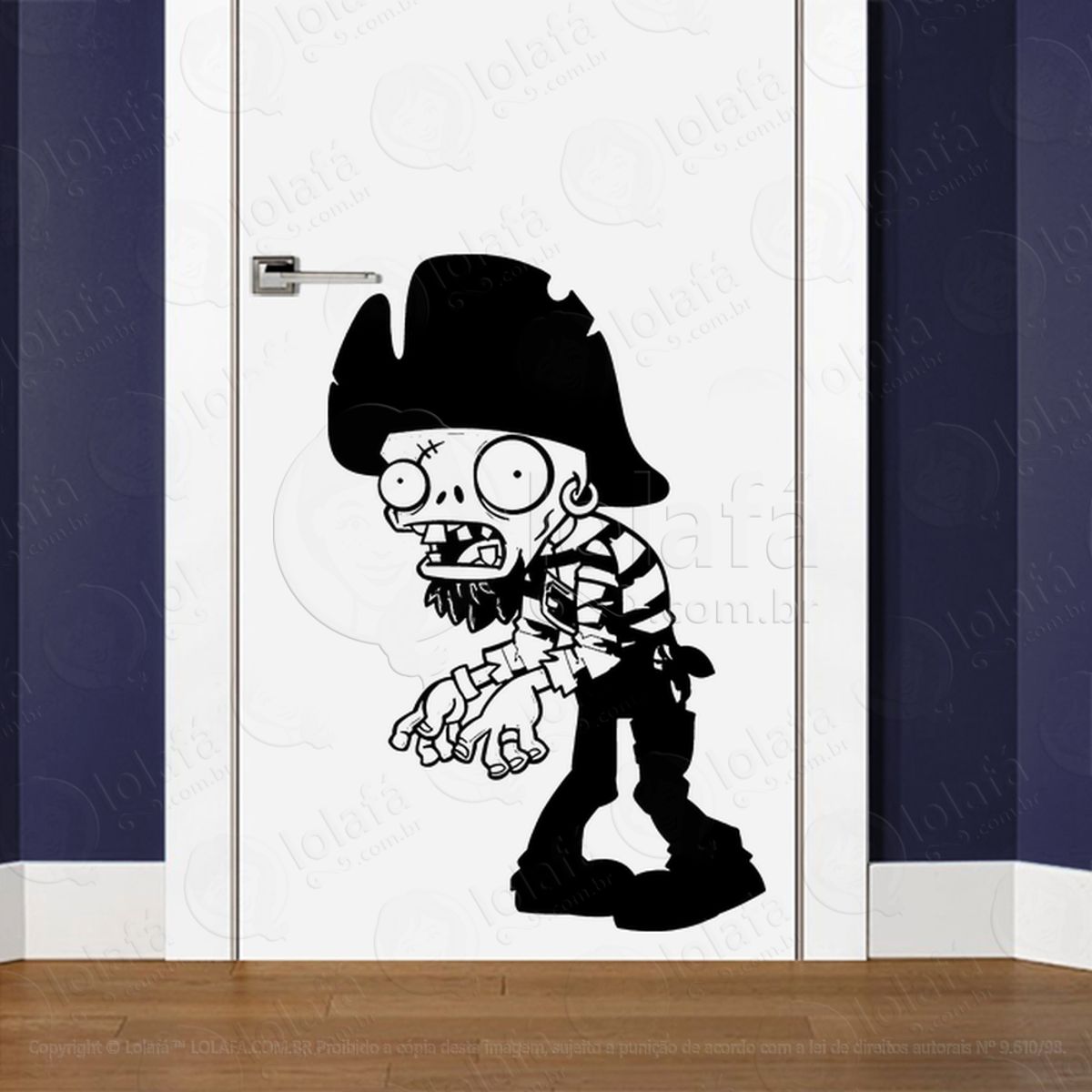 Zombie Adesivo de Parede para Quarto, Porta e Vidro Mod:85