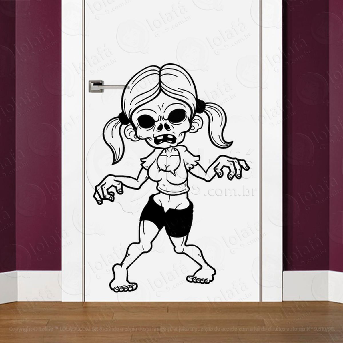 Zombie Adesivo de Parede para Quarto, Porta e Vidro Mod:89