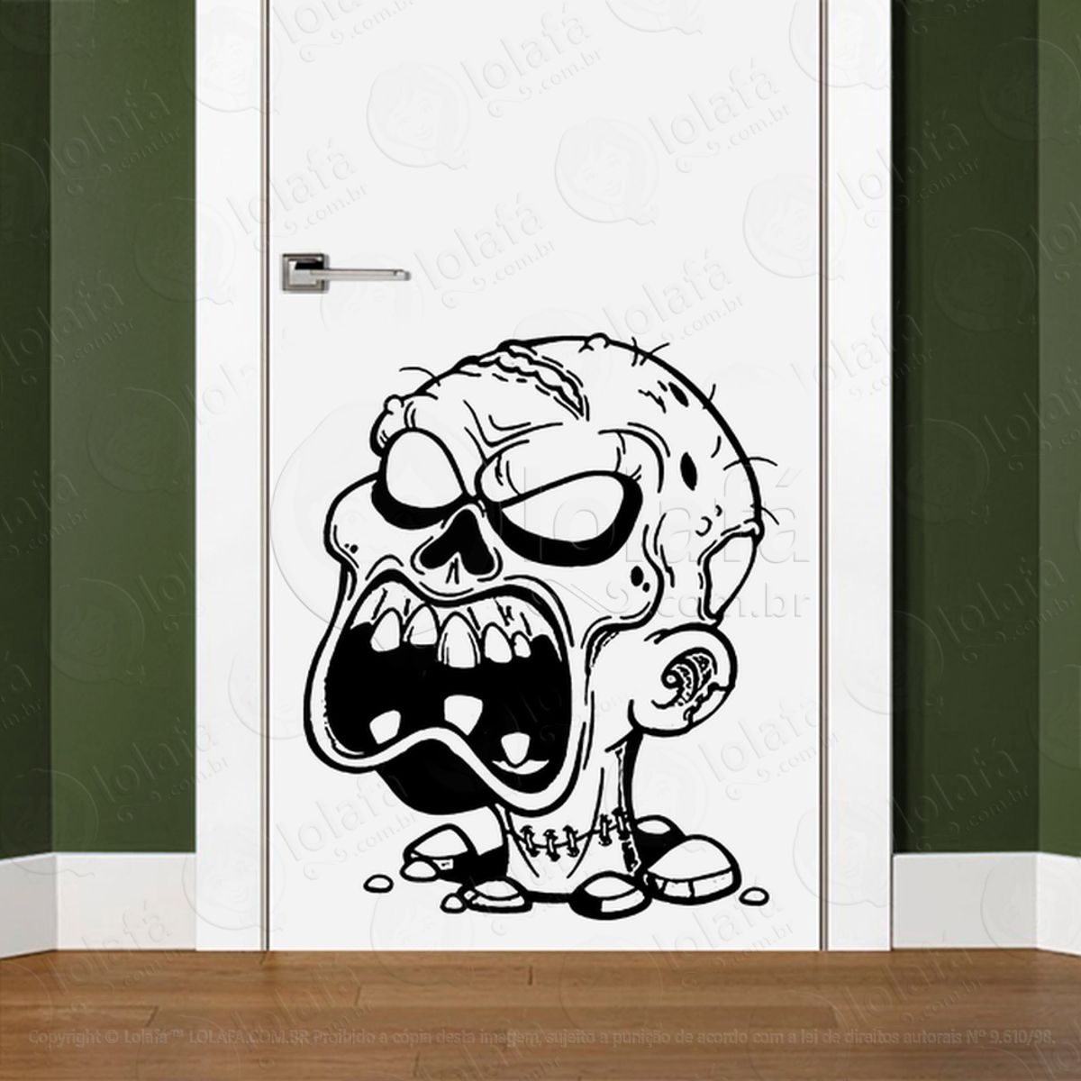 Zombie Adesivo de Parede para Quarto, Porta e Vidro Mod:90