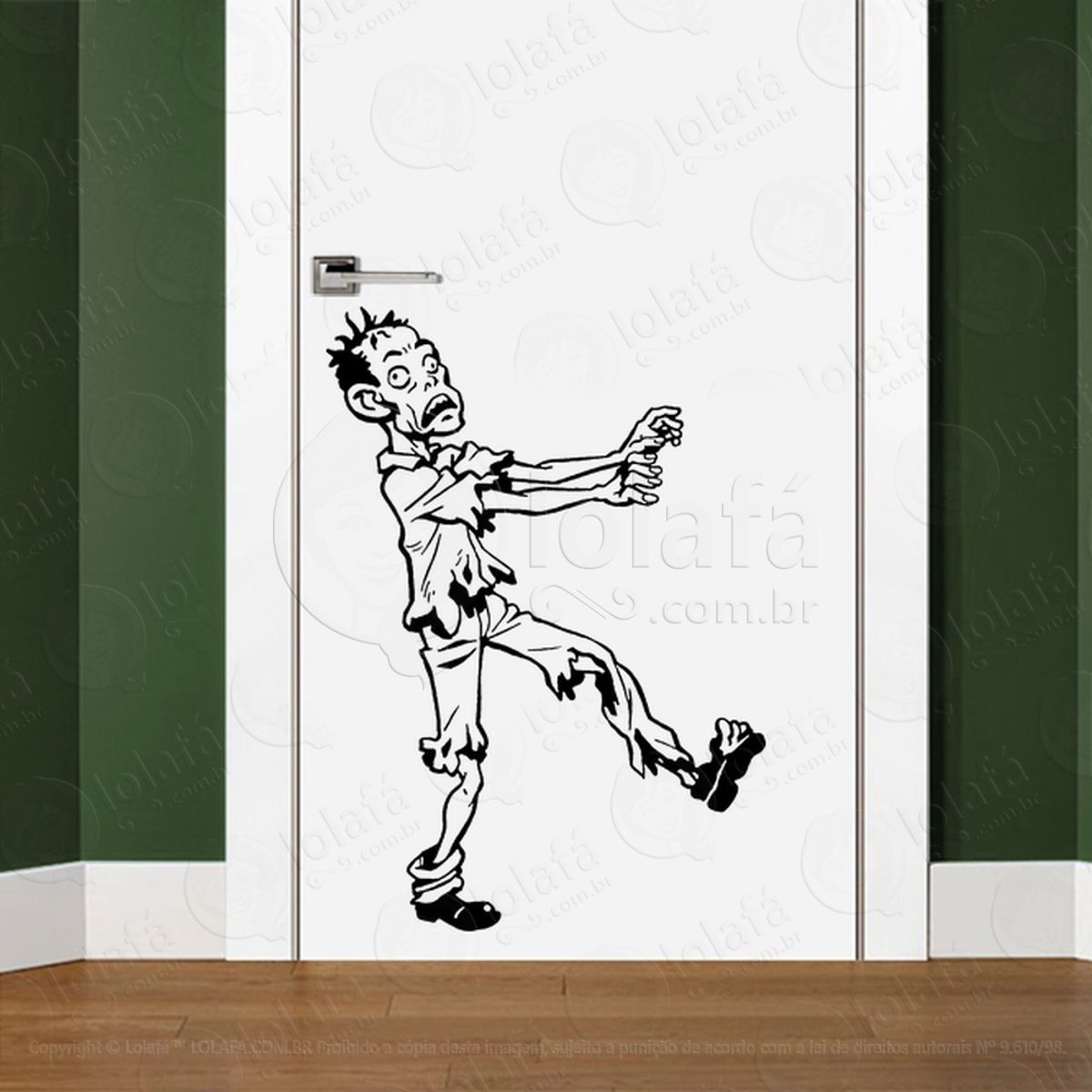 Zombie Adesivo de Parede para Quarto, Porta e Vidro Mod:91