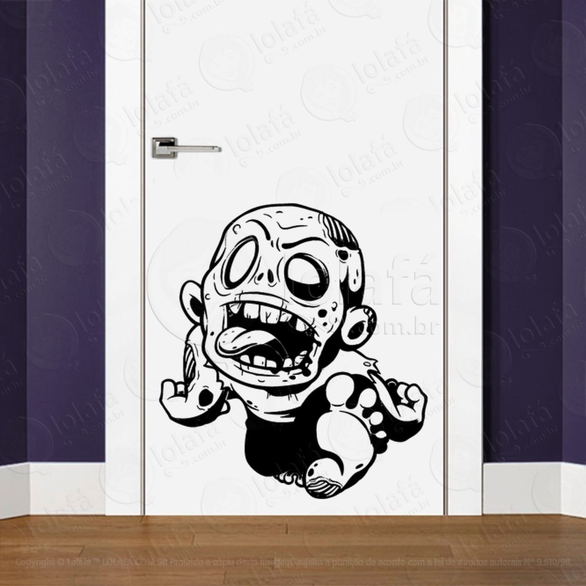 Zombie Adesivo de Parede para Quarto, Porta e Vidro Mod:92