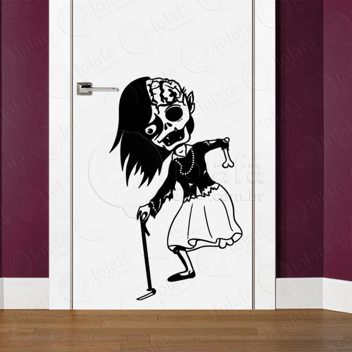 Zombie Adesivo de Parede para Quarto, Porta e Vidro Mod:95