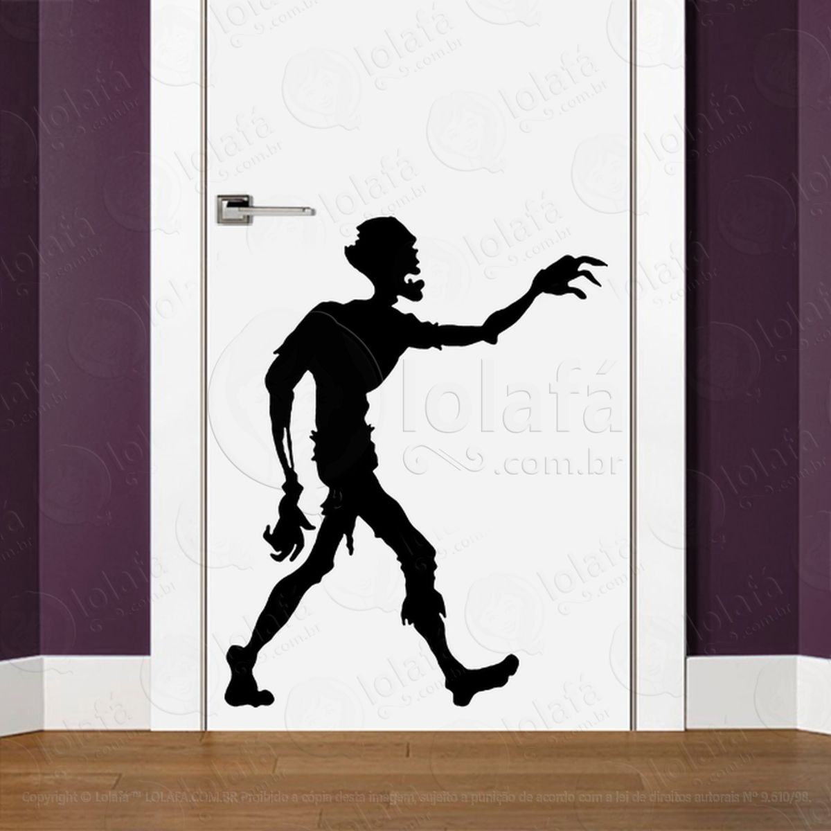 Zombie Adesivo de Parede para Quarto, Porta e Vidro Mod:97