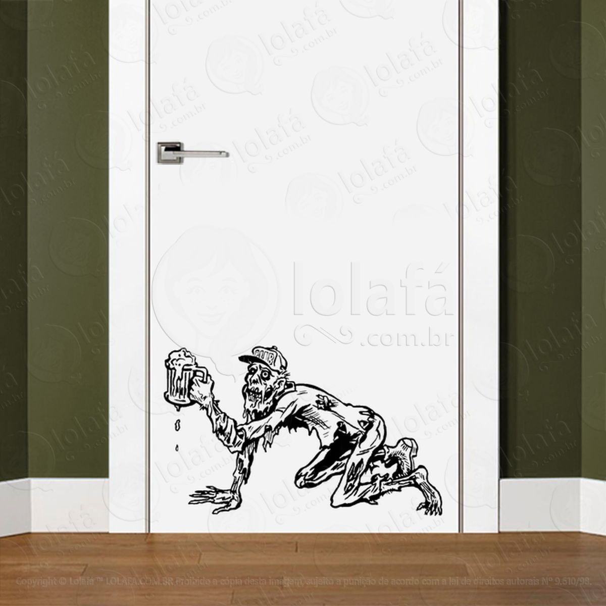Zombie Adesivo de Parede para Quarto, Porta e Vidro Mod:99