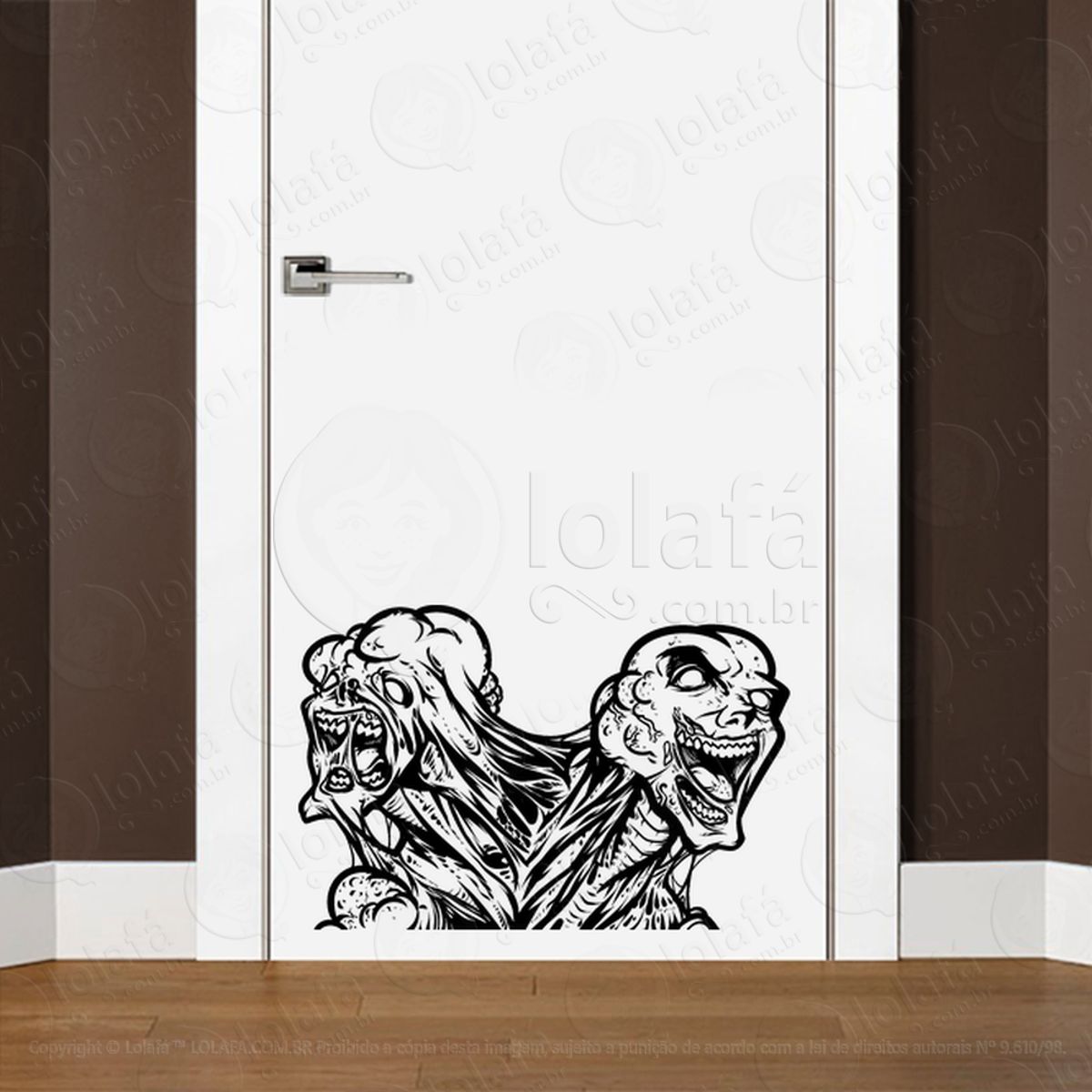 Zombie Adesivo de Parede para Quarto, Porta e Vidro Mod:101