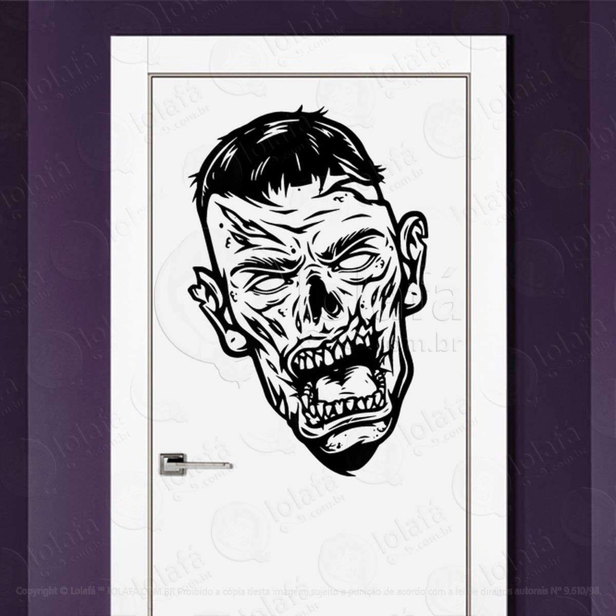 Zombie Adesivo de Parede para Quarto, Porta e Vidro Mod:108