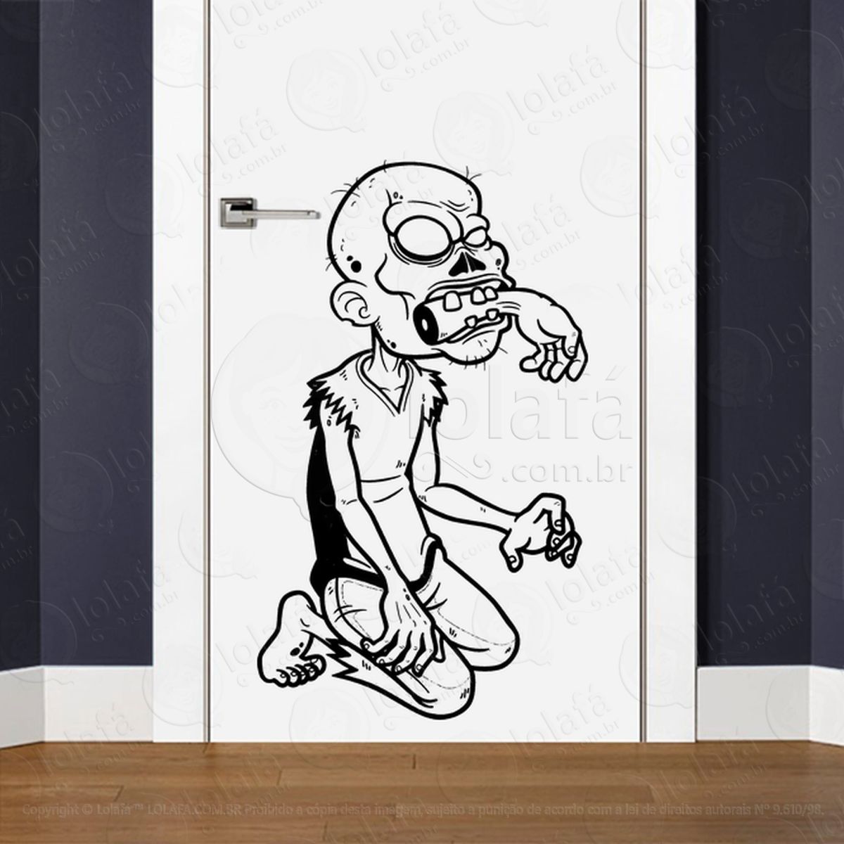 Zombie Adesivo de Parede para Quarto, Porta e Vidro Mod:110