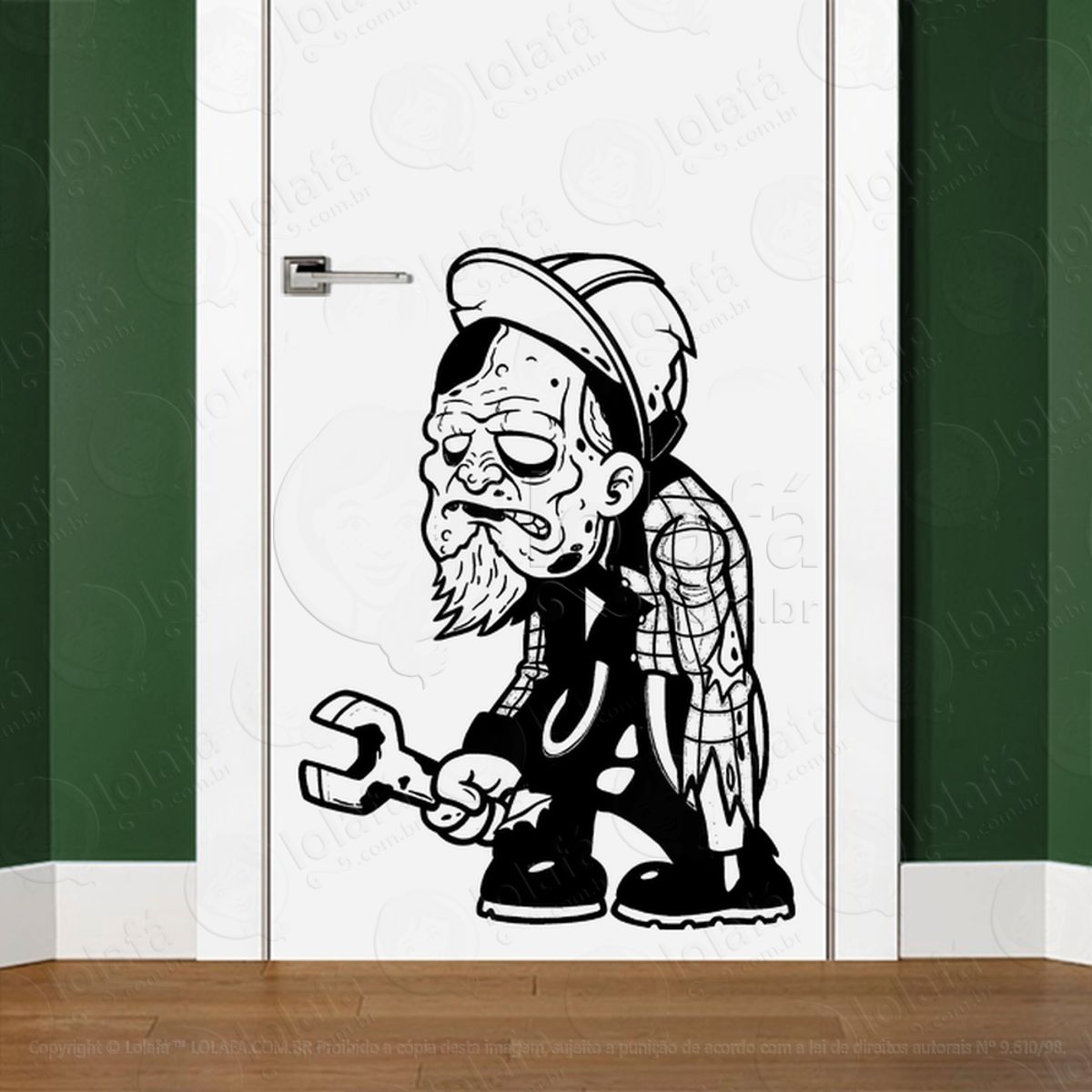 Zombie Adesivo de Parede para Quarto, Porta e Vidro Mod:111