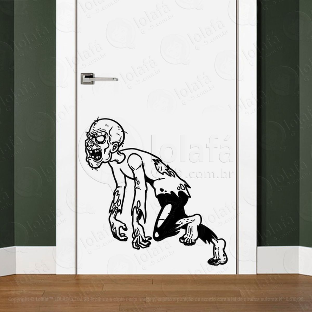 Zombie Adesivo de Parede para Quarto, Porta e Vidro Mod:113