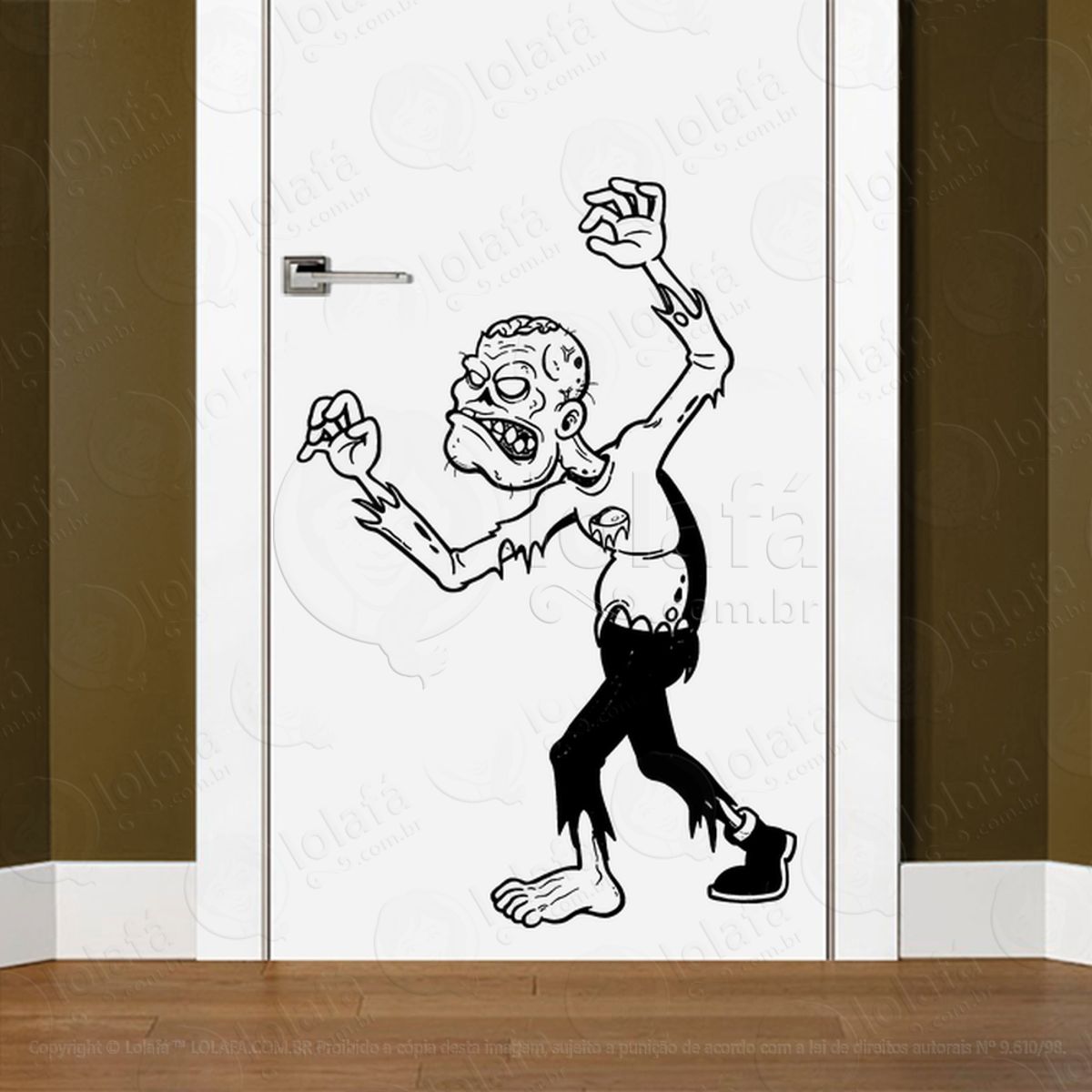 Zombie Adesivo de Parede para Quarto, Porta e Vidro Mod:114