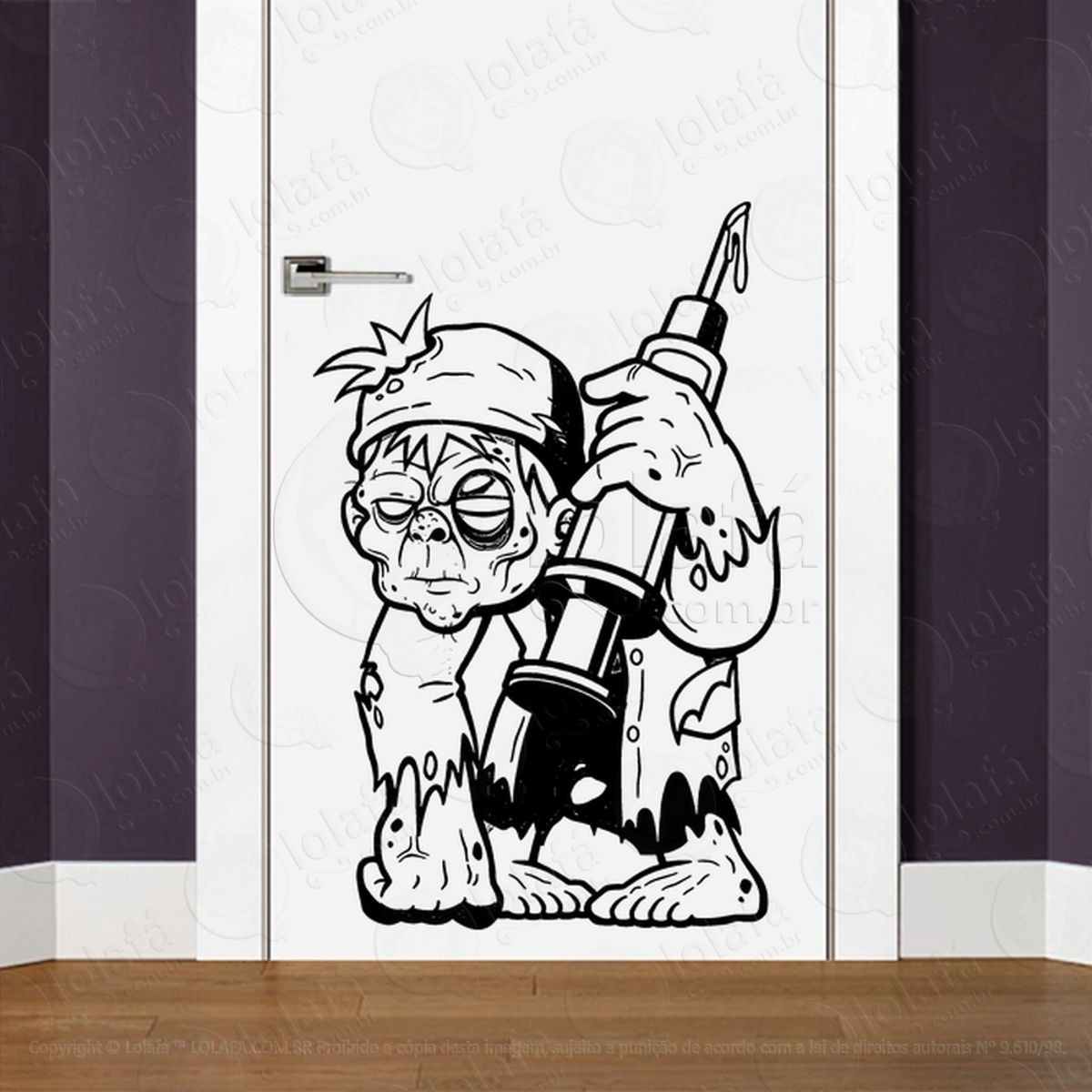 Zombie Adesivo de Parede para Quarto, Porta e Vidro Mod:115