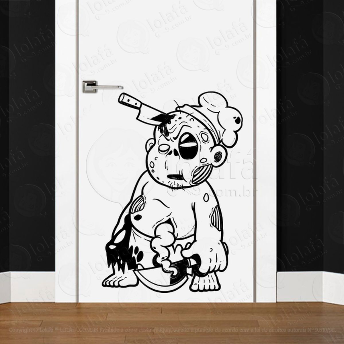 Zombie Adesivo de Parede para Quarto, Porta e Vidro Mod:123