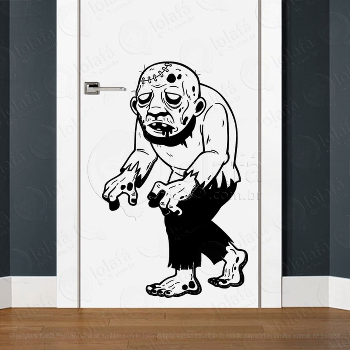 Zombie Adesivo de Parede para Quarto, Porta e Vidro Mod:125