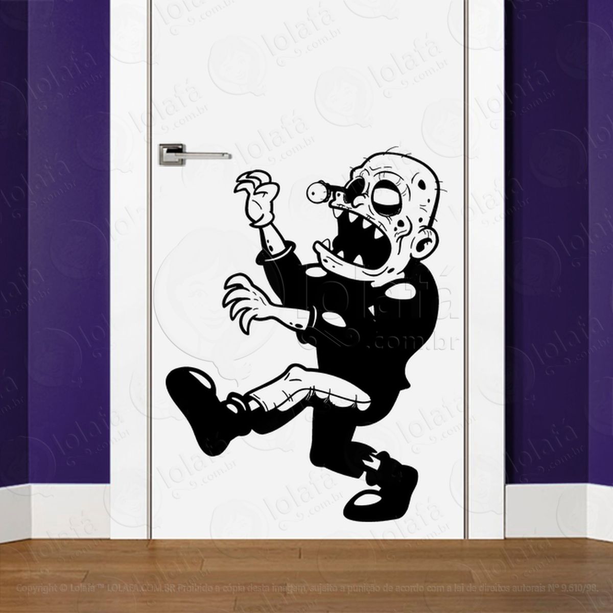 Zombie Adesivo de Parede para Quarto, Porta e Vidro Mod:128
