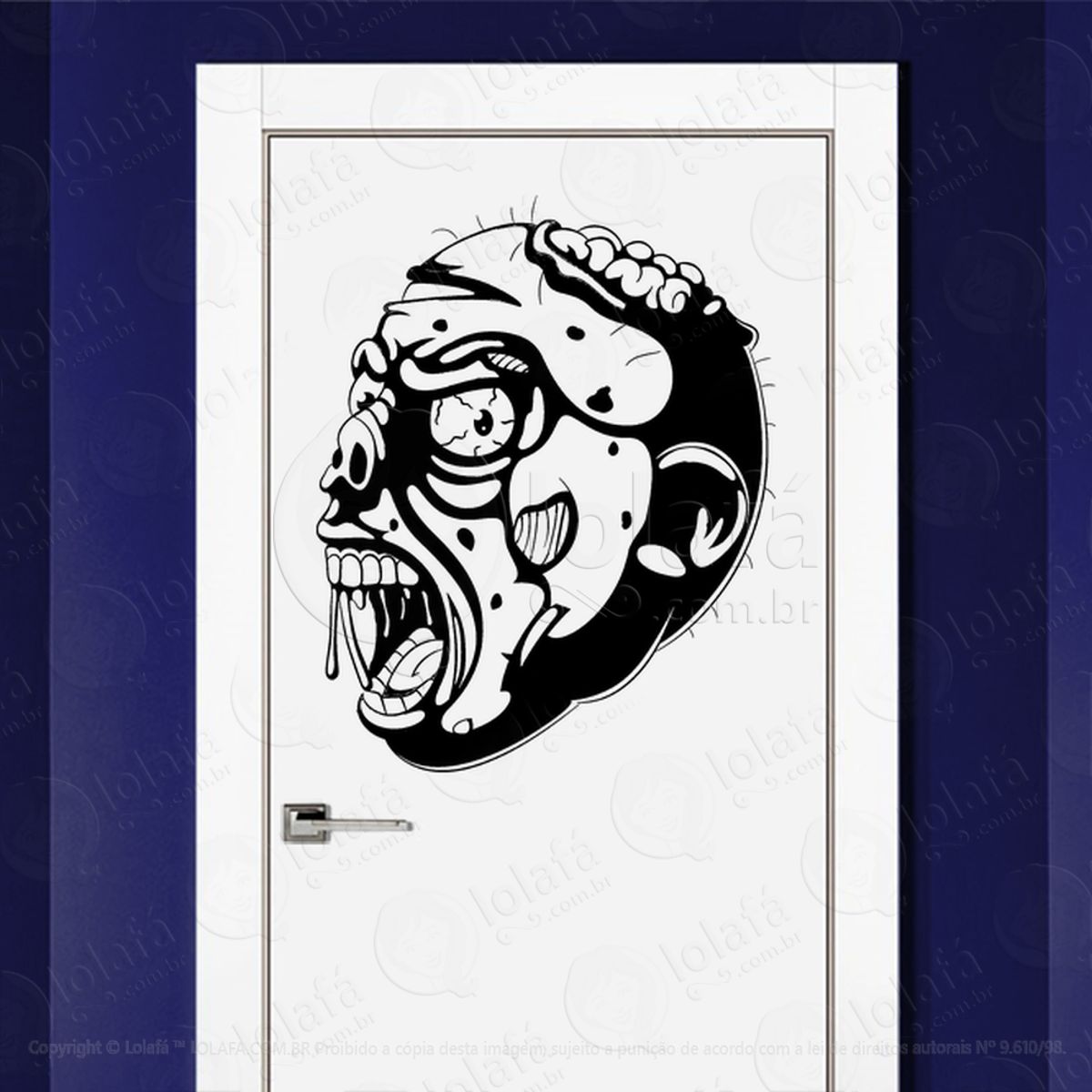 Zombie Adesivo de Parede para Quarto, Porta e Vidro Mod:130