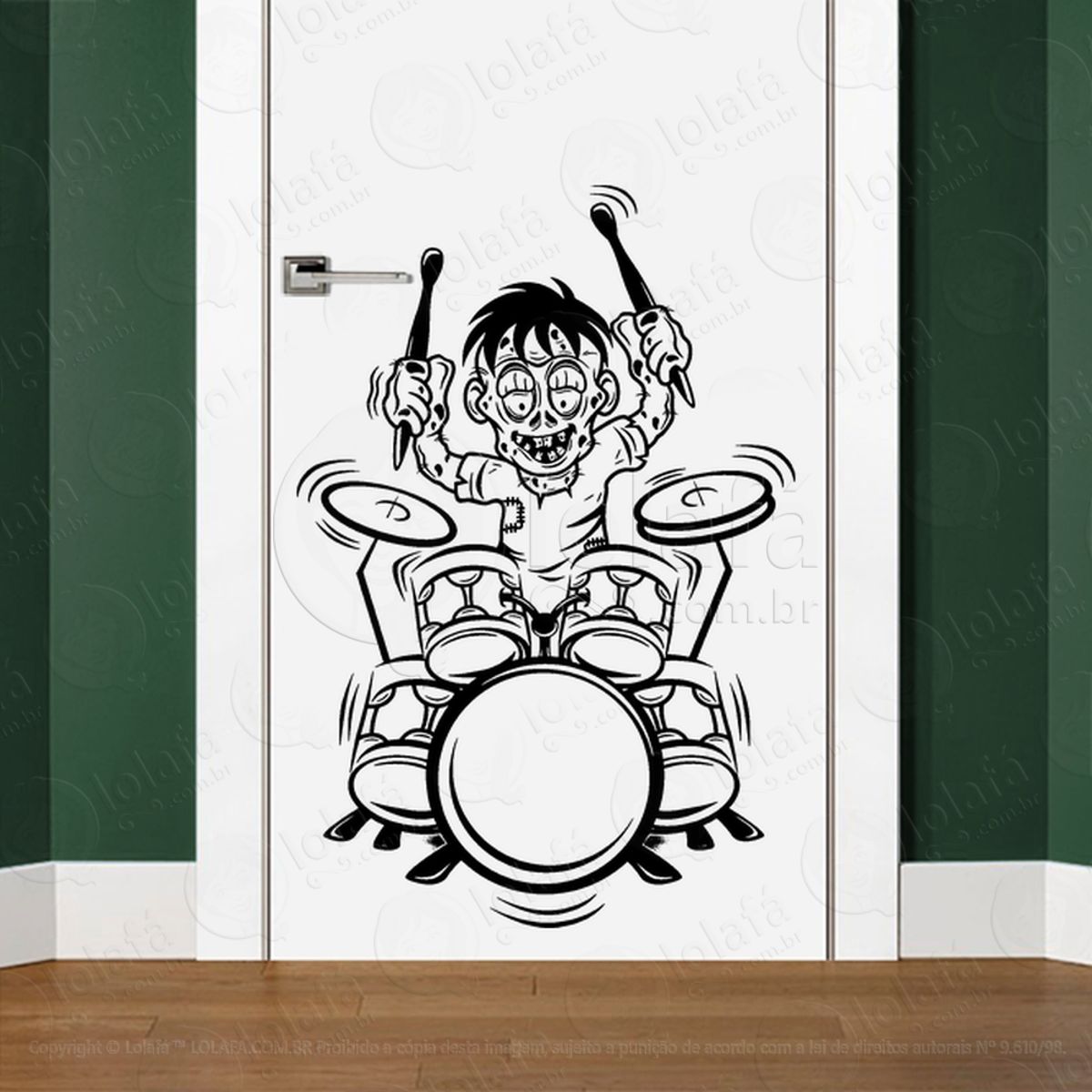 Zombie Adesivo de Parede para Quarto, Porta e Vidro Mod:131