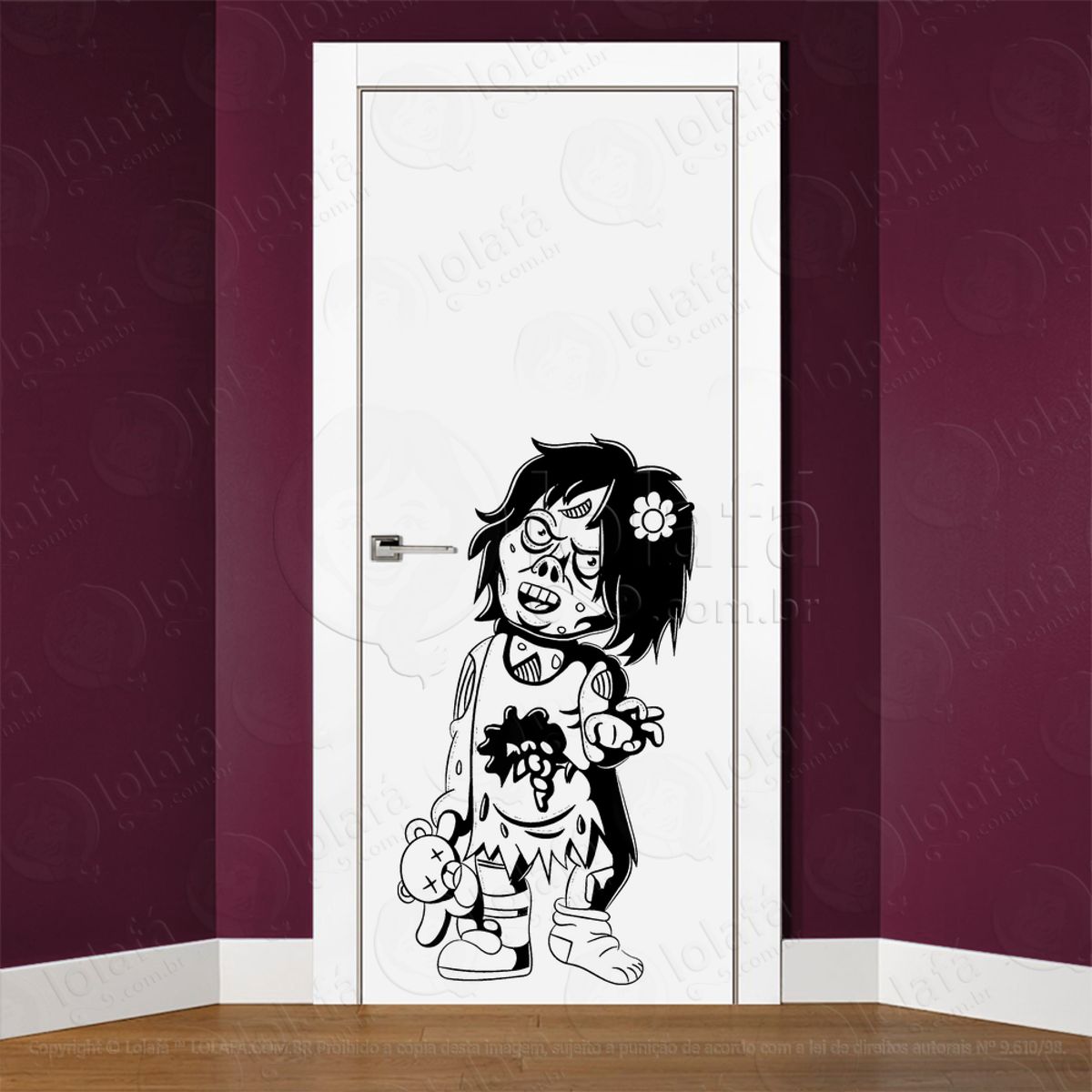 Zombie Adesivo de Parede para Quarto, Porta e Vidro Mod:133