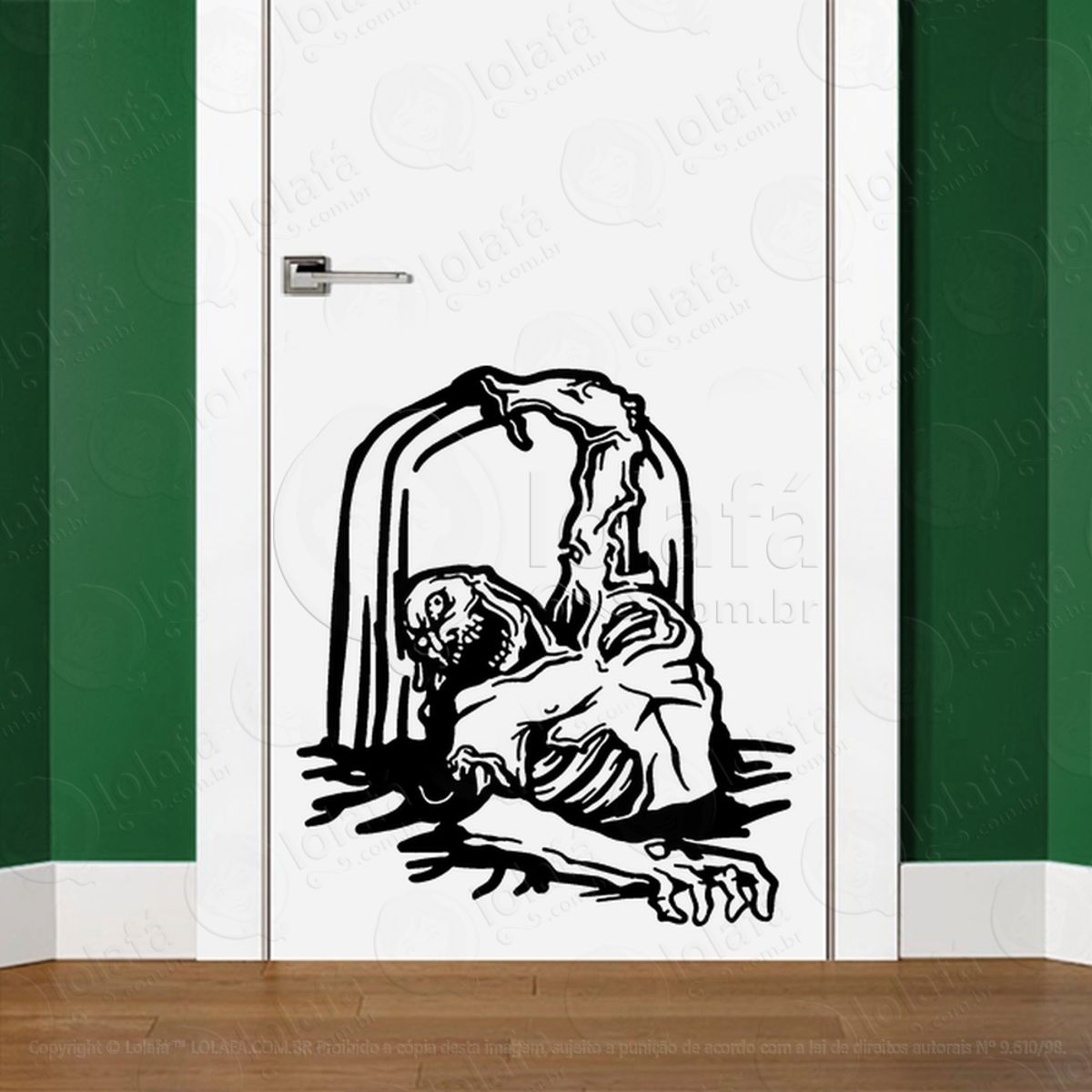 Zombie Adesivo de Parede para Quarto, Porta e Vidro Mod:137