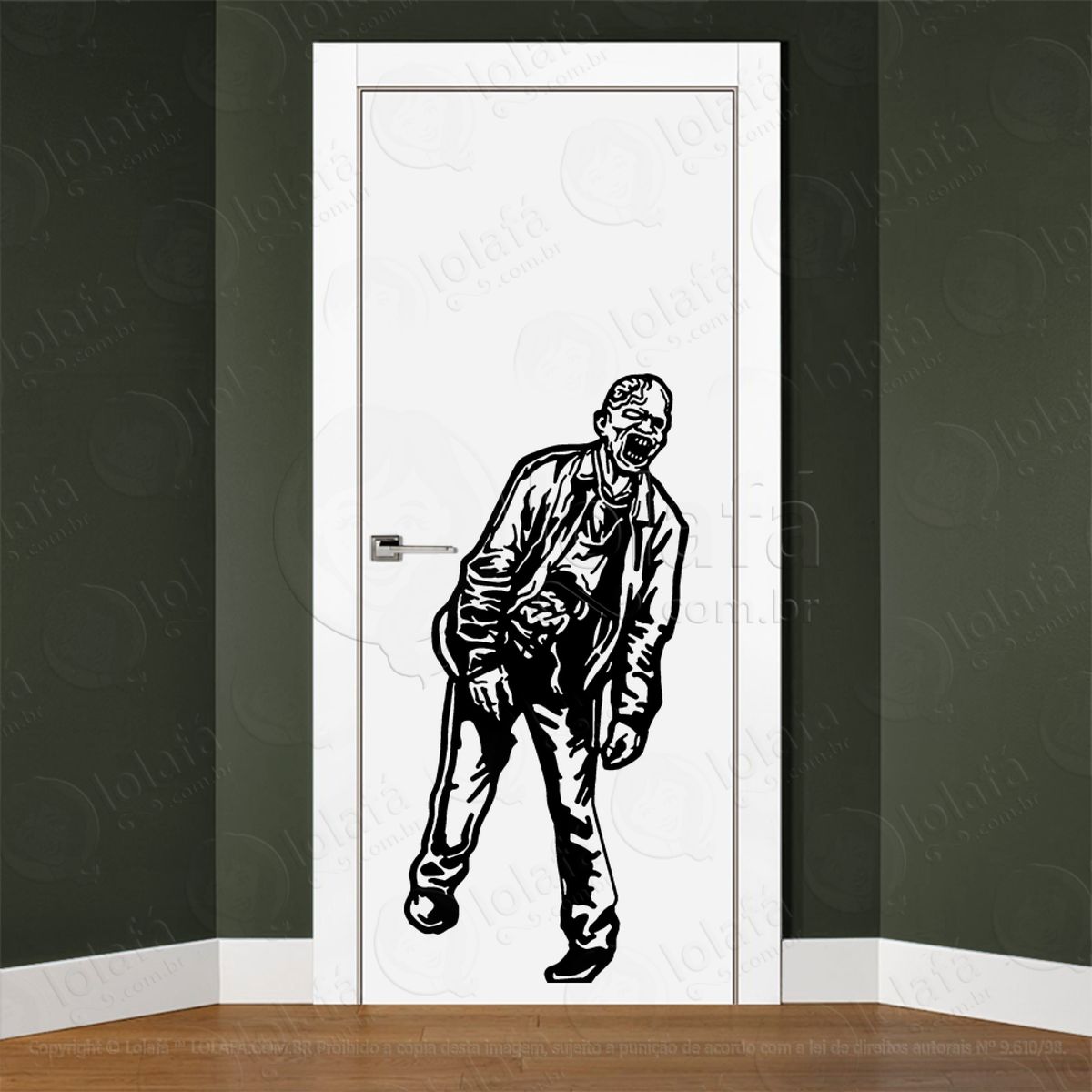 Zombie Adesivo de Parede para Quarto, Porta e Vidro Mod:138