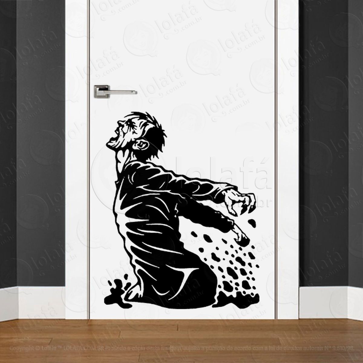 Zombie Adesivo de Parede para Quarto, Porta e Vidro Mod:139