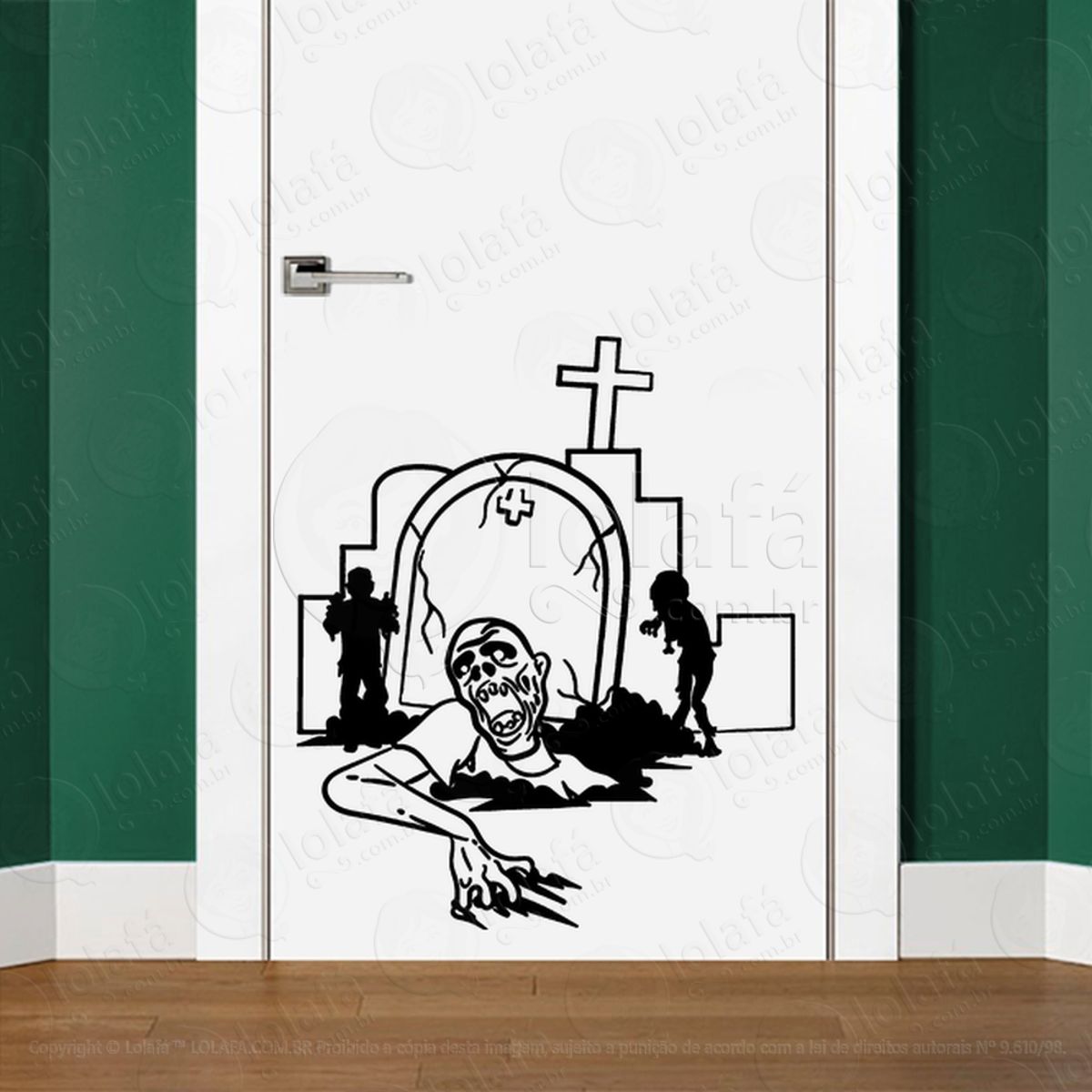 Zombie Adesivo de Parede para Quarto, Porta e Vidro Mod:140