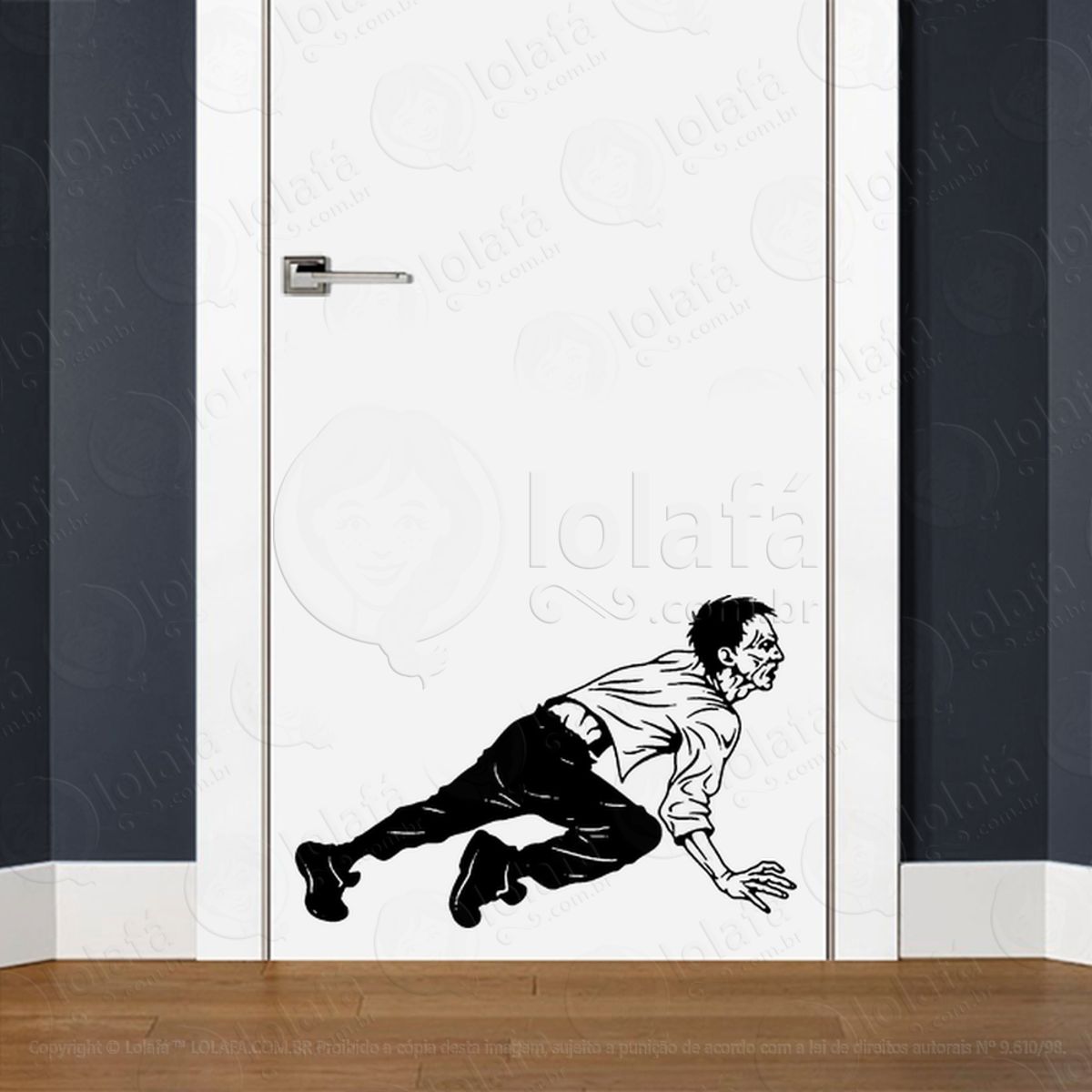 Zombie Adesivo de Parede para Quarto, Porta e Vidro Mod:143