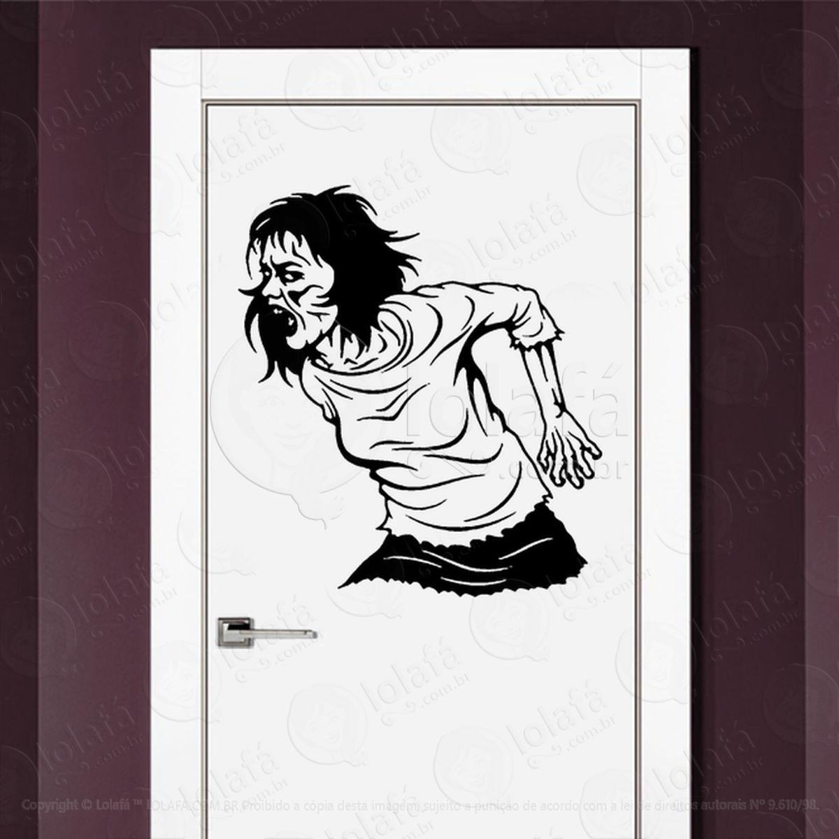 Zombie Adesivo de Parede para Quarto, Porta e Vidro Mod:144