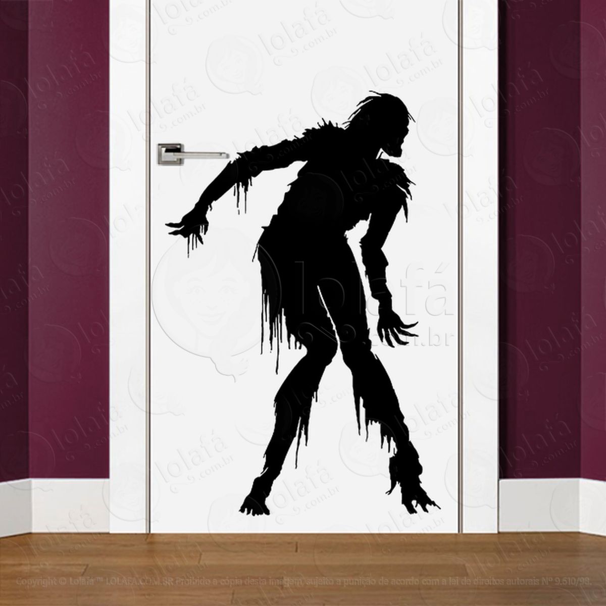Zombie Adesivo de Parede para Quarto, Porta e Vidro Mod:146